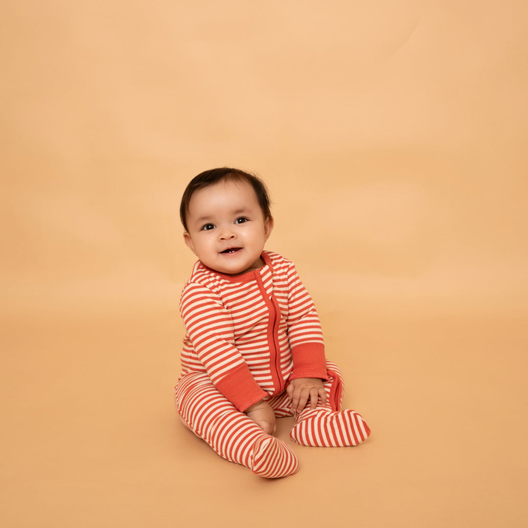 Berry Stripe Organic Footed Sleepsuit