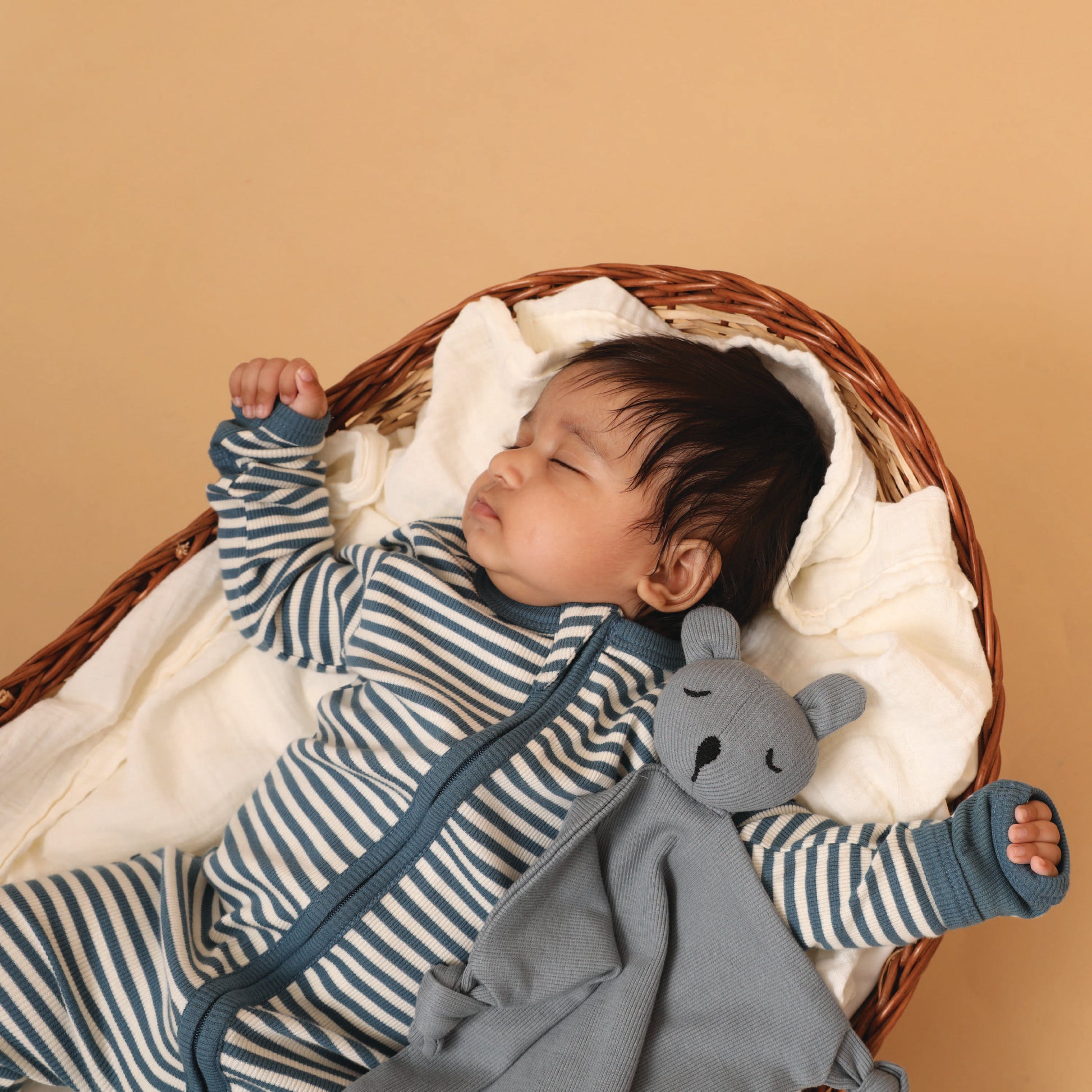 Teal Stripe Organic Footed Sleepsuit for 6-12 months baby