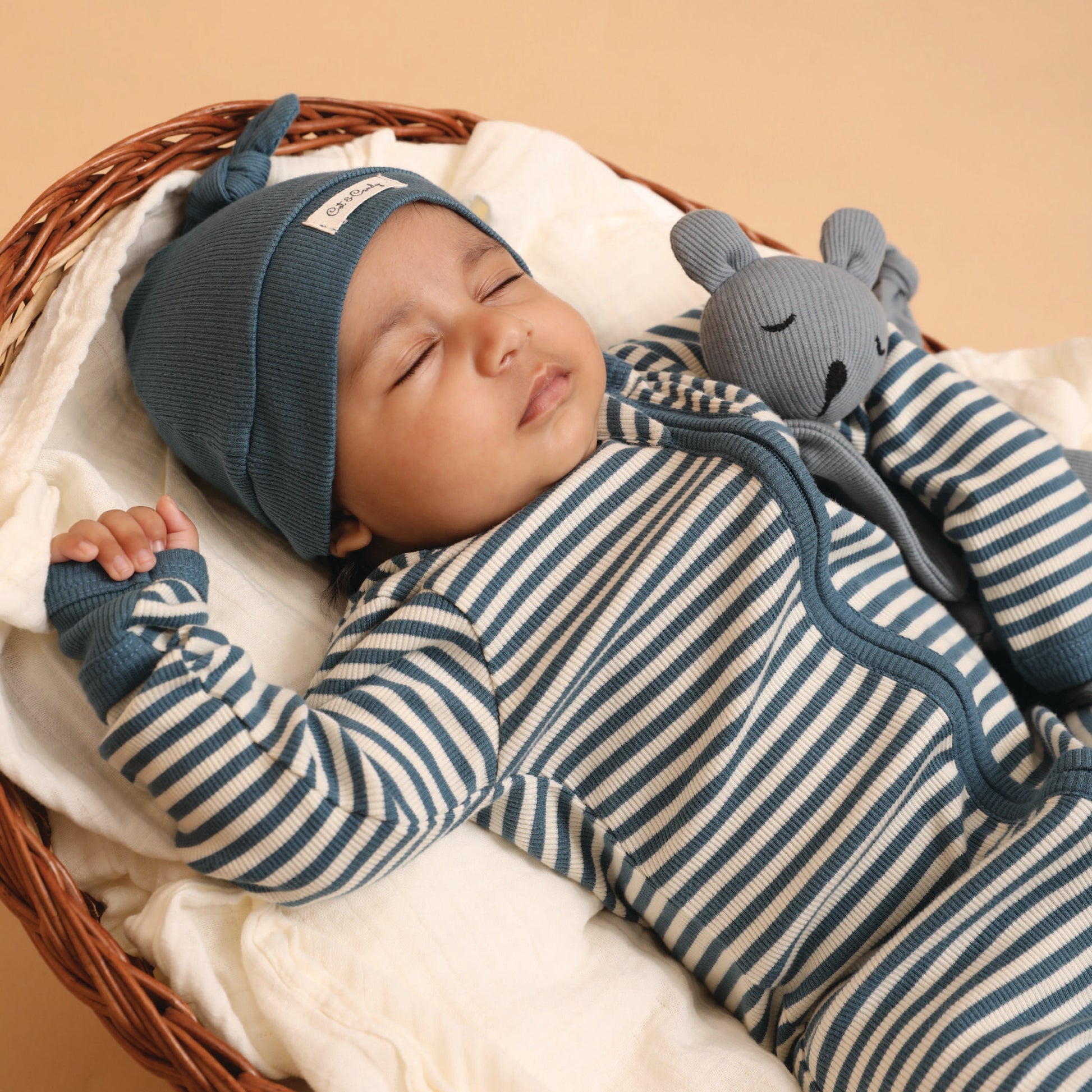 Teal Stripe Organic Footed Sleepsuit for 3-6 months baby