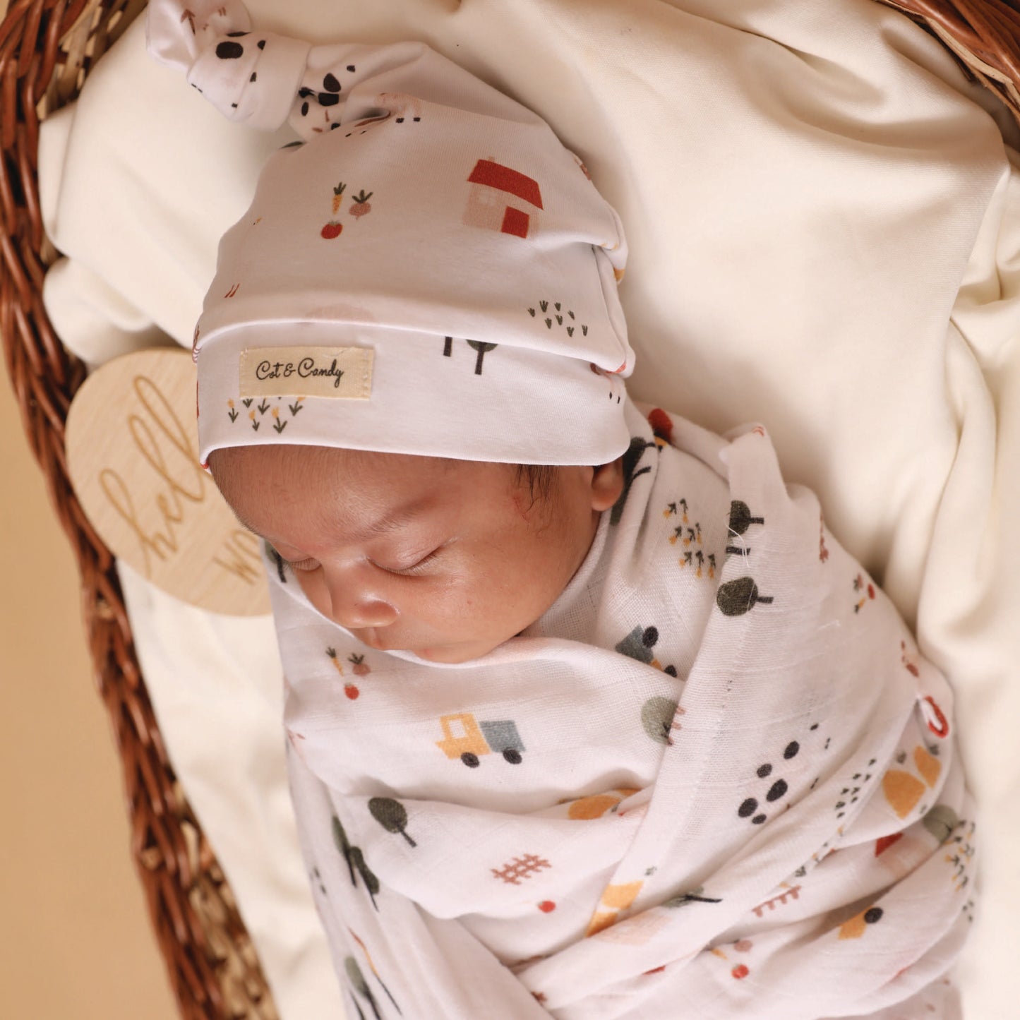 Farm Animal Collection Organic Muslin Swaddle Wrap