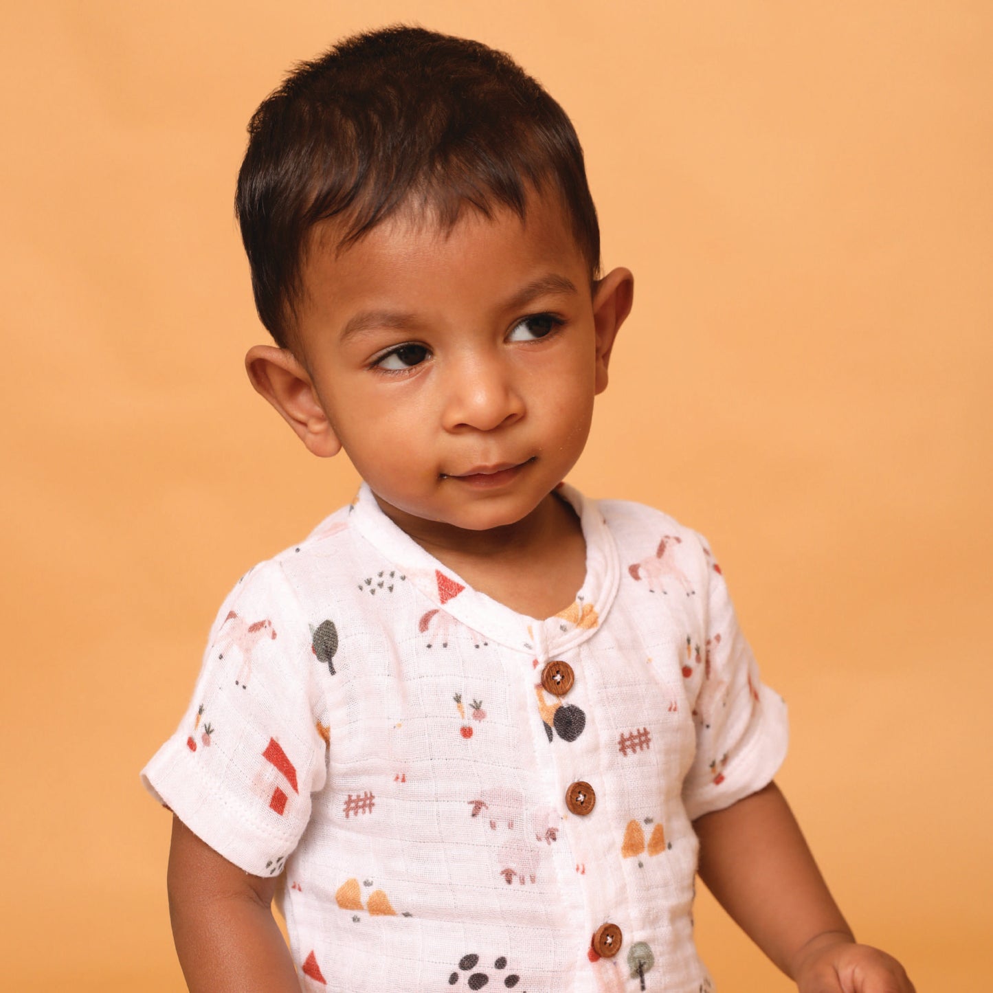 Farm Animals Collection Organic Muslin Half Sleeve T-Shirt With Shorts