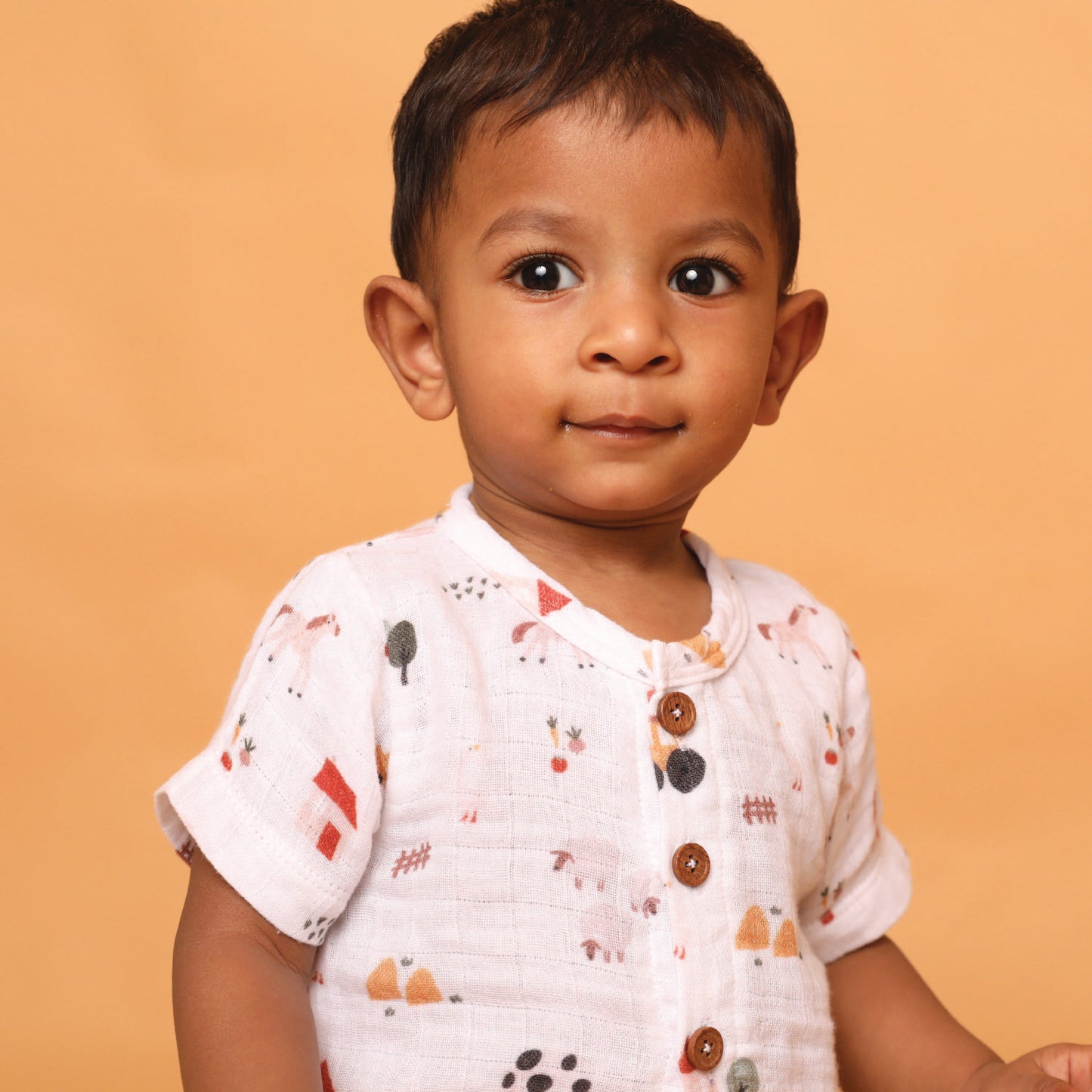 Farm Animals Collection Organic Muslin Half Sleeve T-Shirt With Shorts