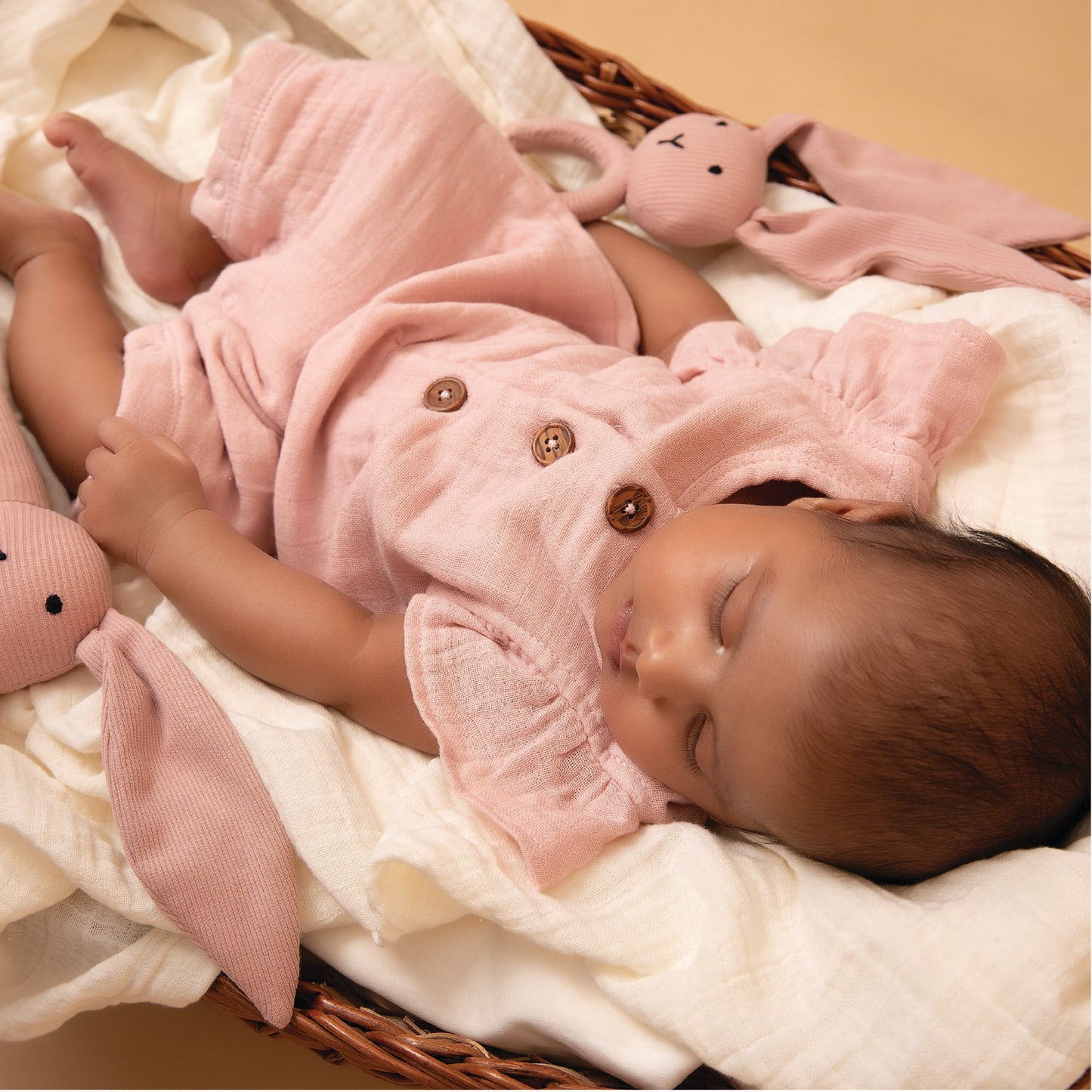 Blush Pink Organic Muslin Half Romper