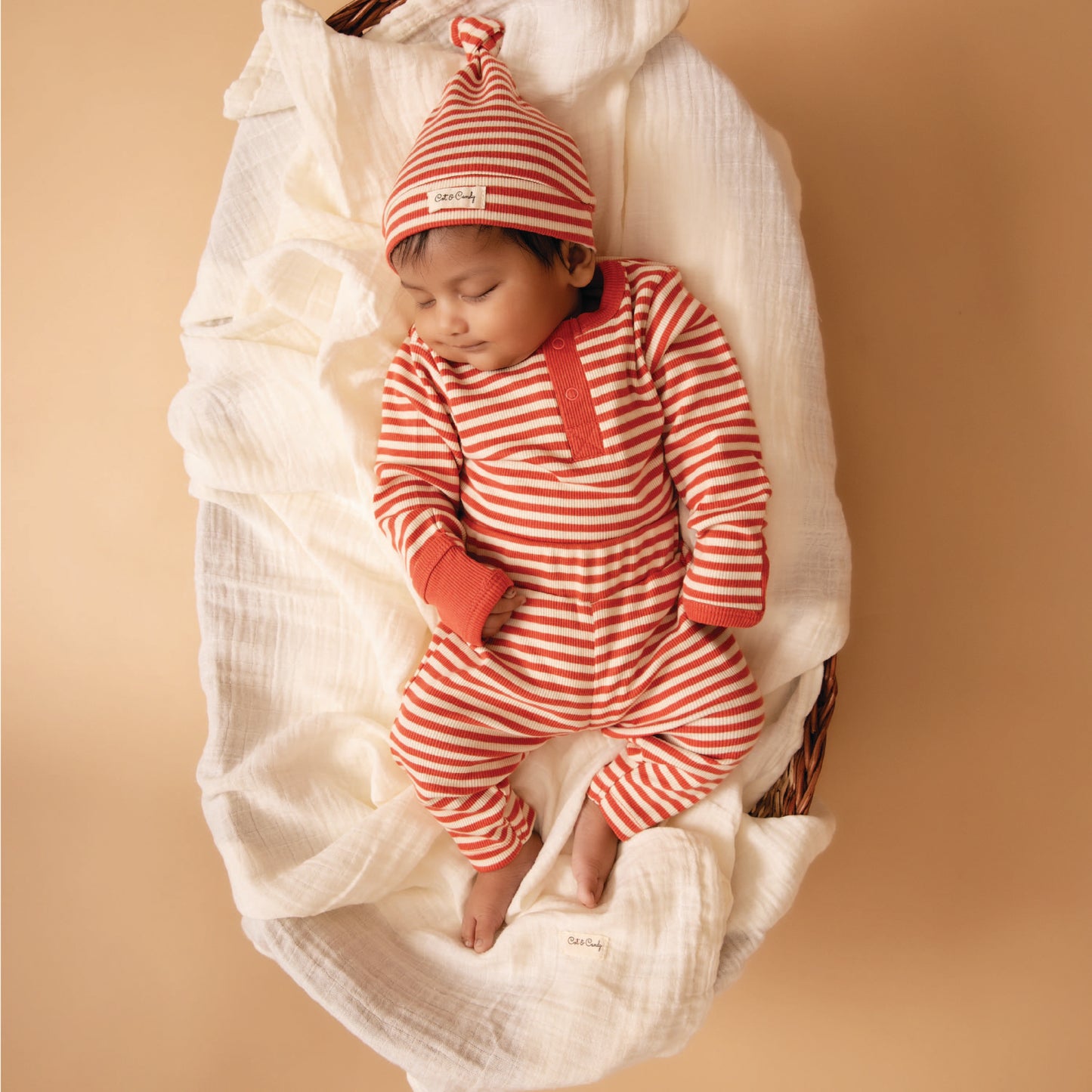 Berry Stripe Organic Long Sleeve Bodysuit set for infants baby