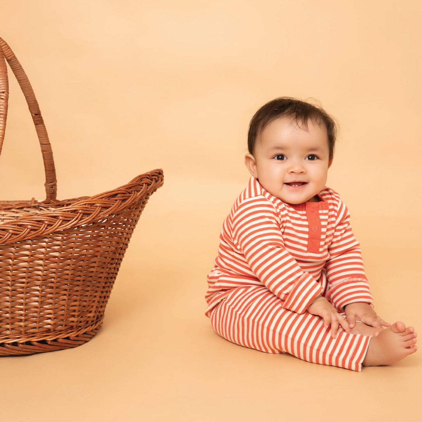 Berry Stripe Organic Long Sleeve Bodysuit for 3-6 months baby