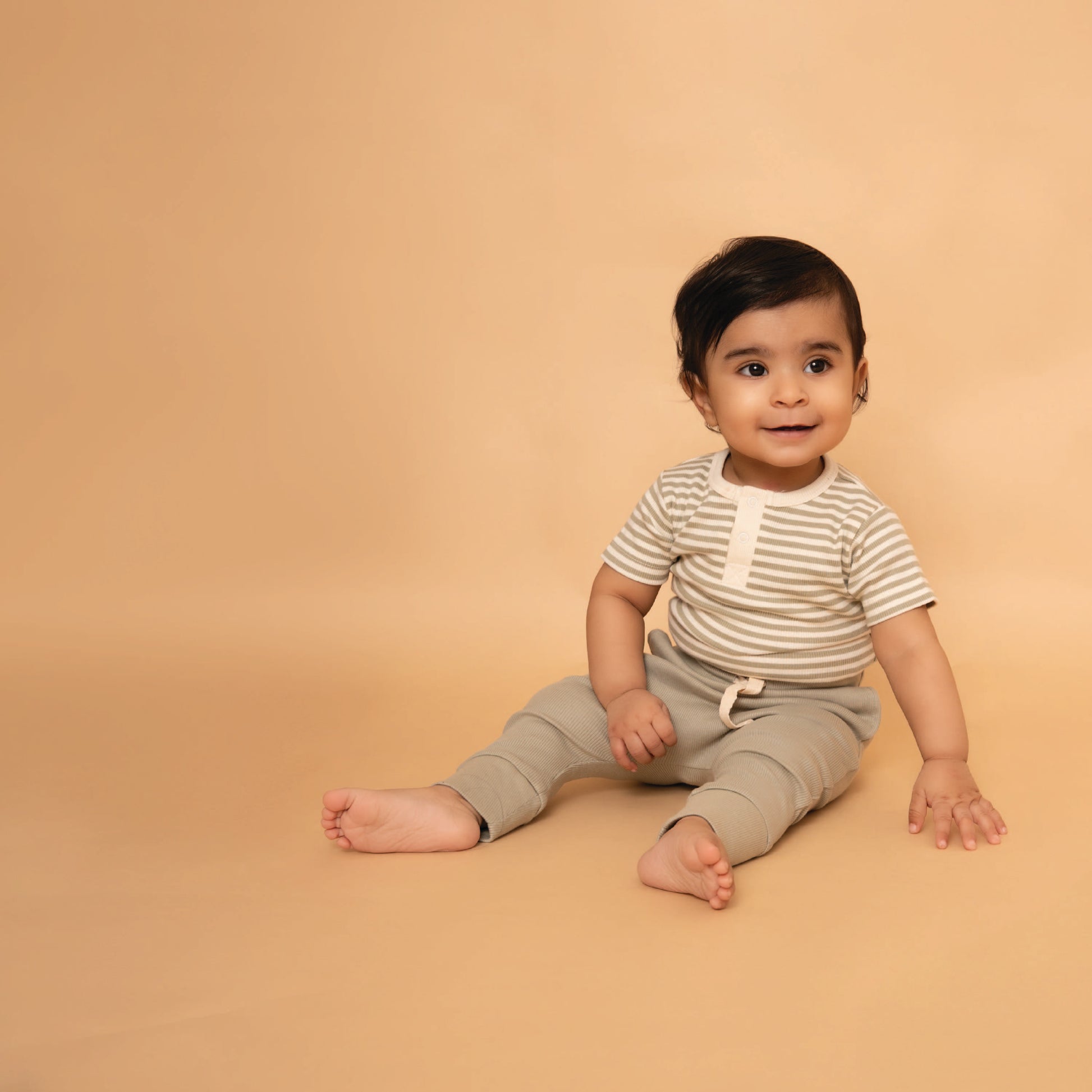 Dewkist Stripe Organic Short Sleeve Bodysuit for baby boy