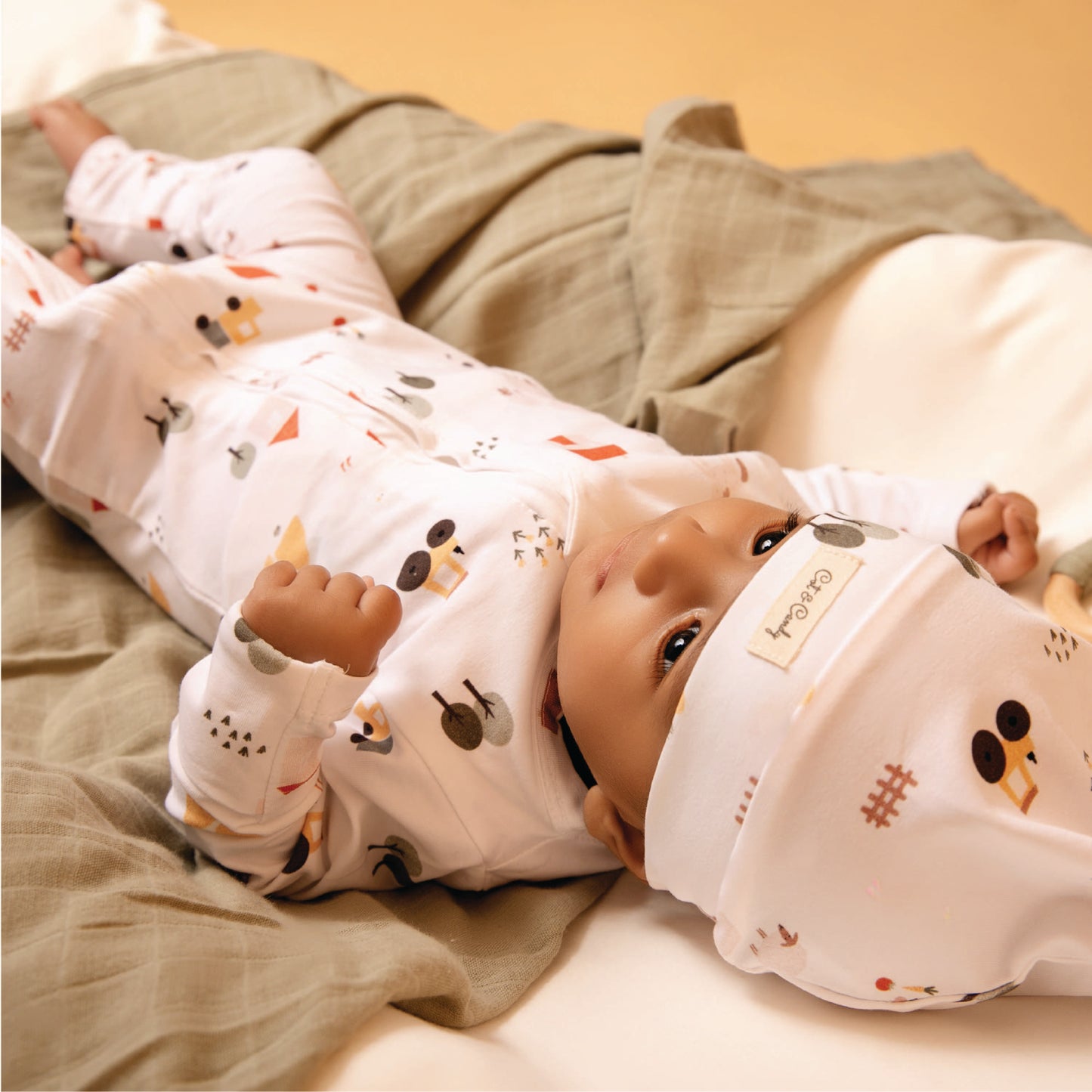 Farm Animal print collection Organic cotton long sleeve Zipsuit for infants baby