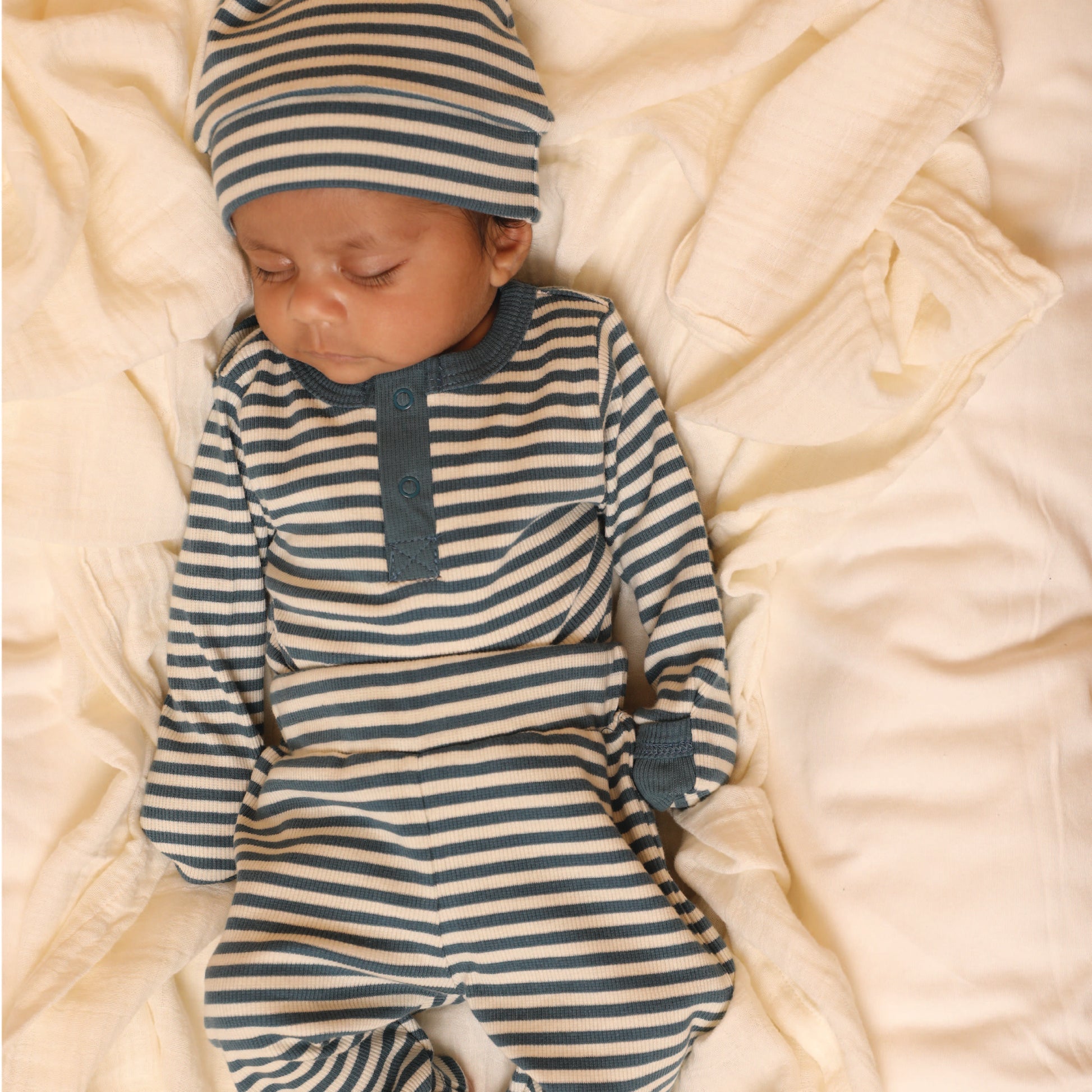Teal Stripe Organic Leggings for newborn baby