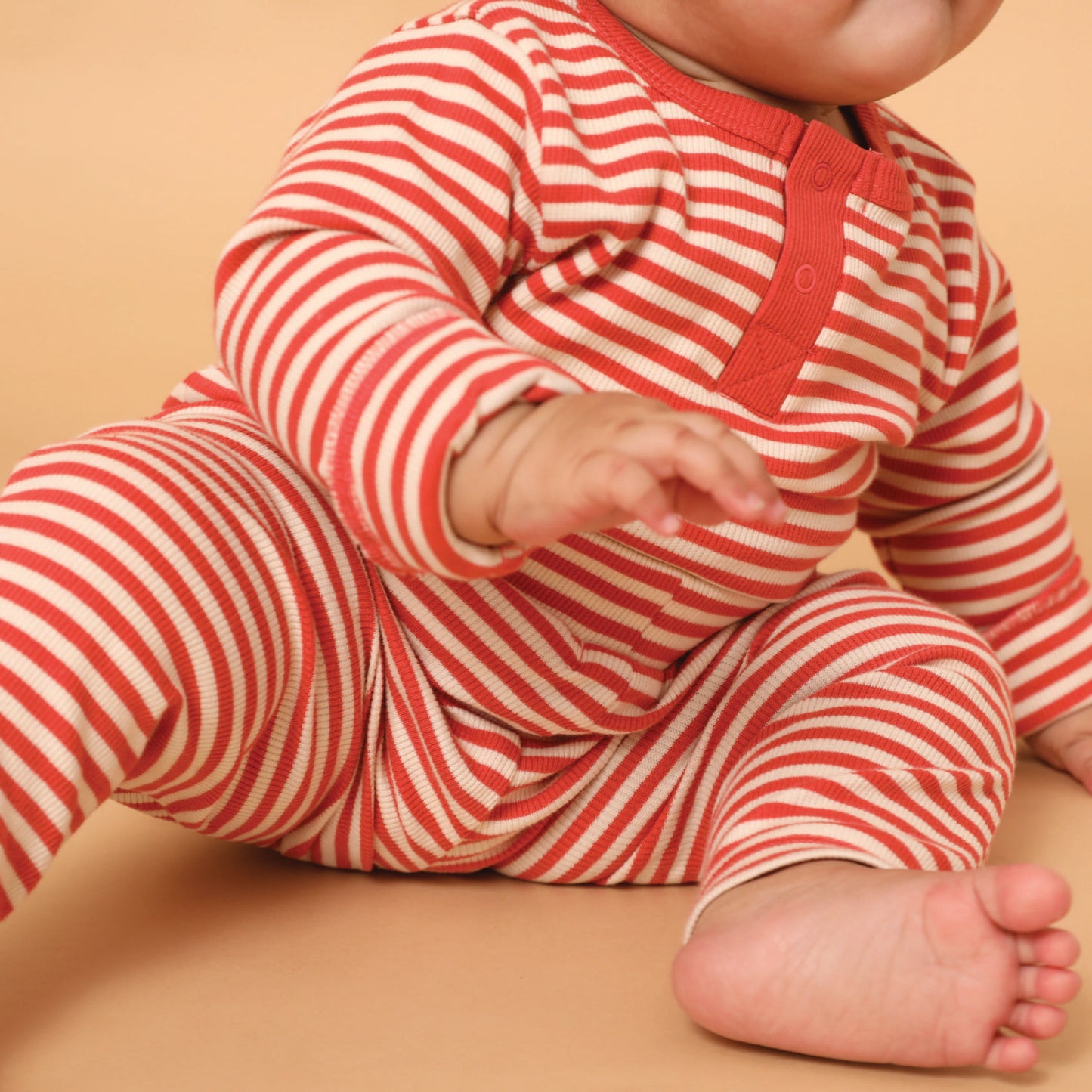 Berry Stripe Organic Long Sleeve Bodysuit for 6-12 months baby