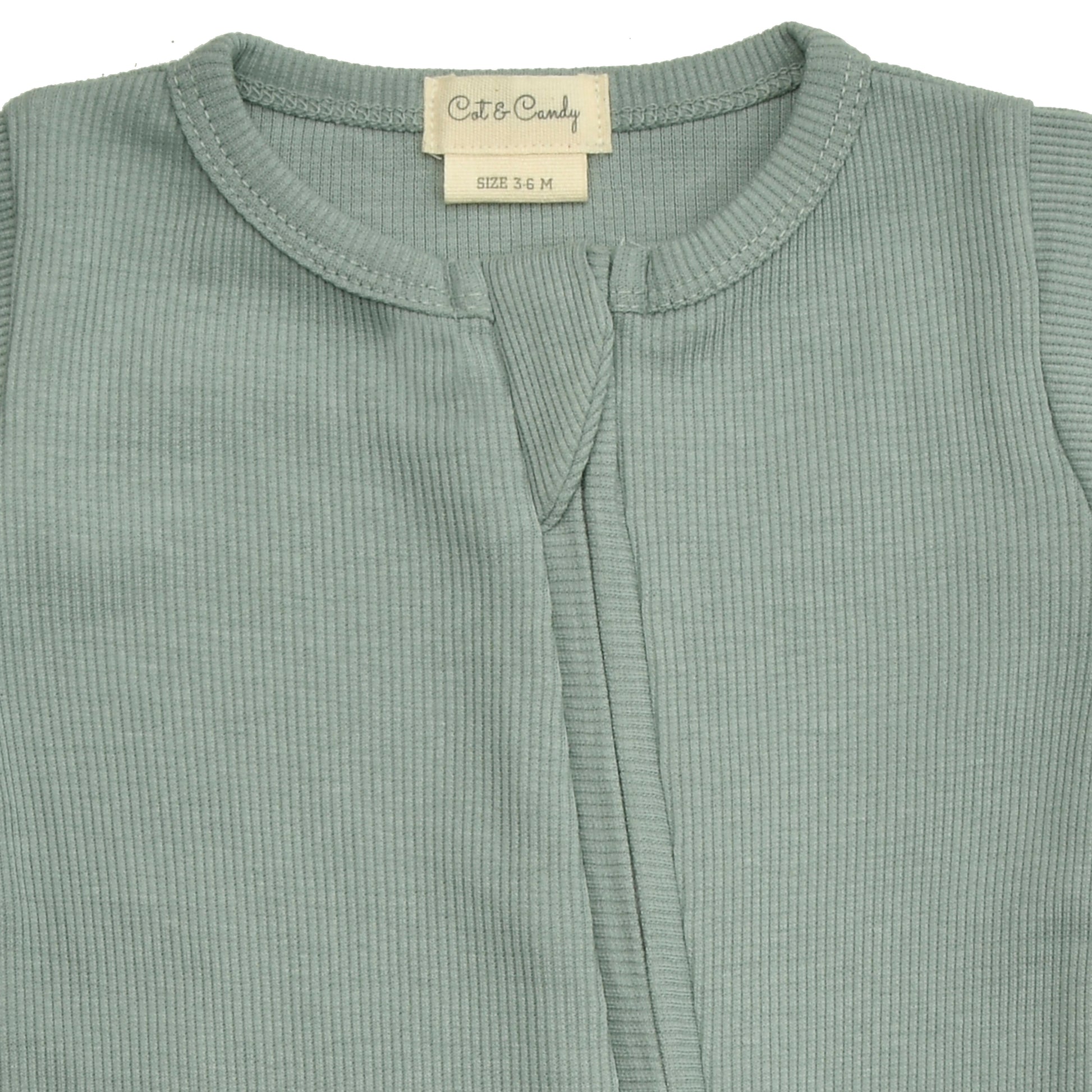 Sea Foam Organic cotton long sleeve Zip suit for baby girl
