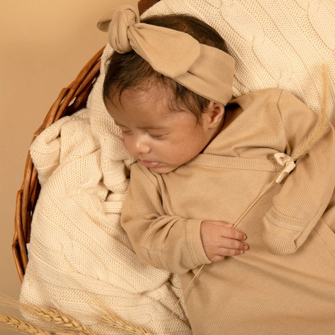 Latte Organic gown and headband set