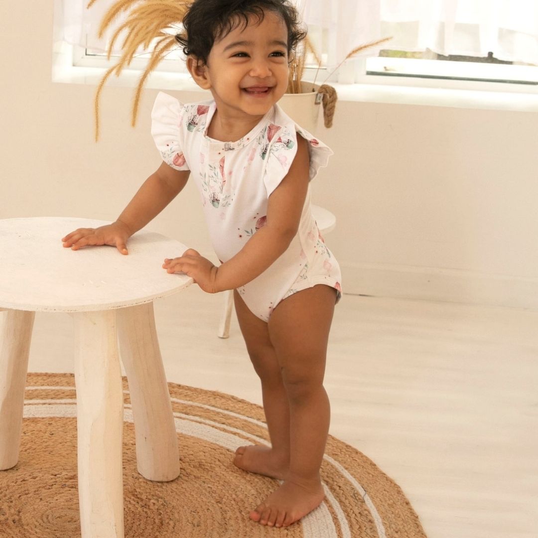 Bunny Expedition Organic Frill bodysuit