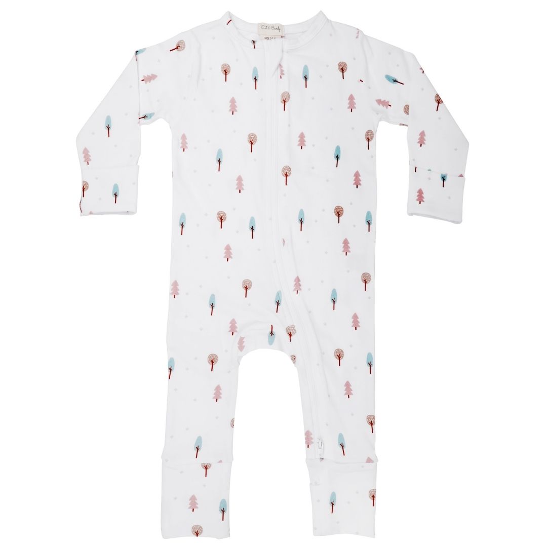 Woodland Collection Organics cotton long sleeve Zipsuit for baby girl