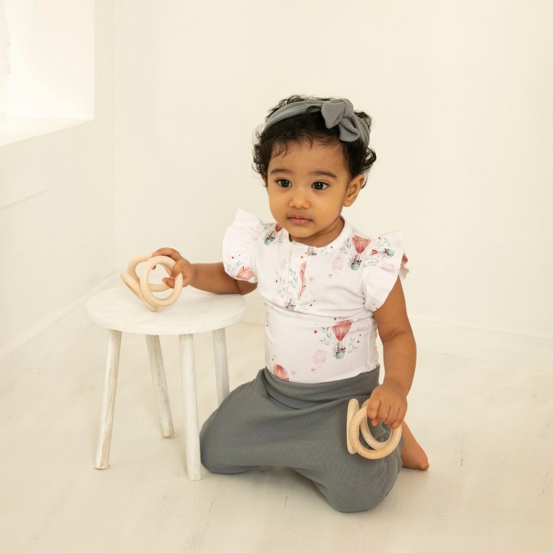 Bunny Expedition Organic Frill bodysuit