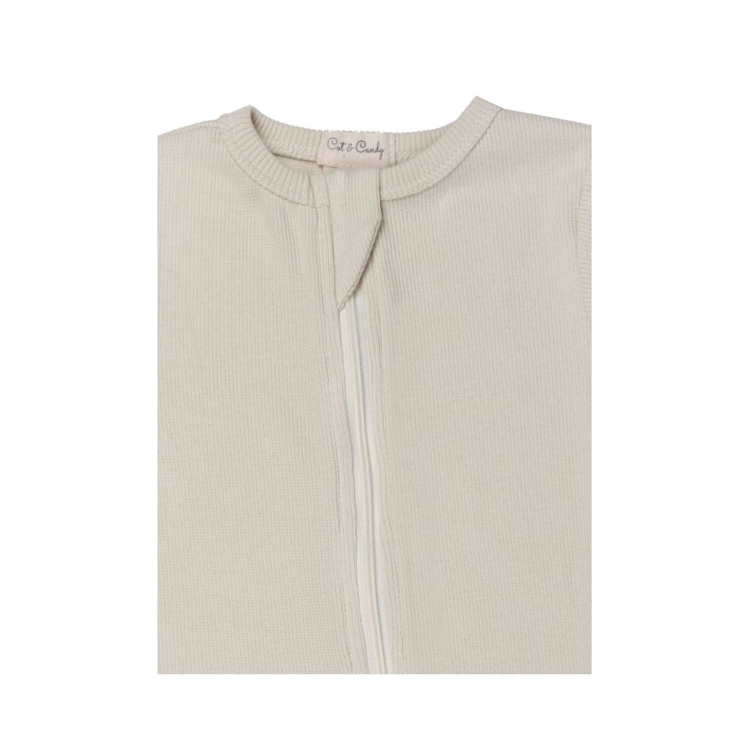Oatmeal Organic Long Sleeve Zipsuit