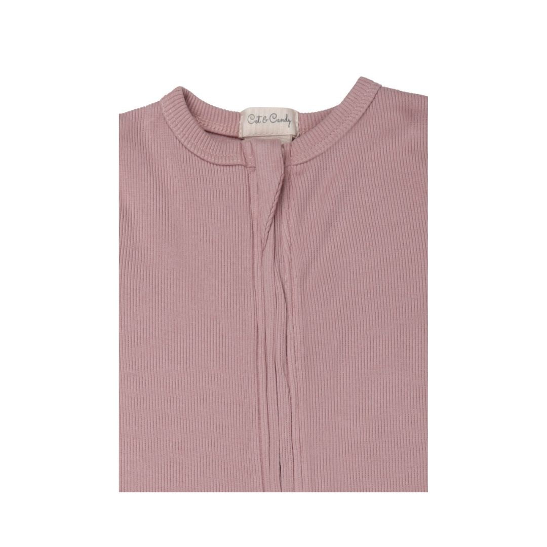 Blush Pink Organic cotton long sleeve Zip suit for baby girl