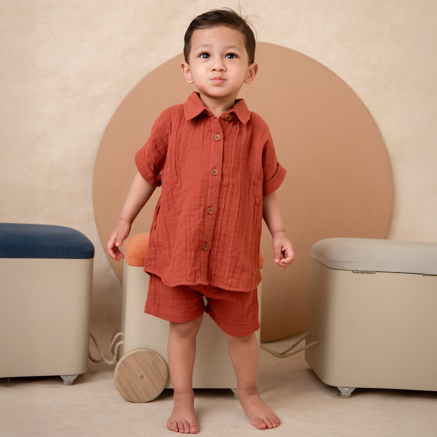 Picante Organic Muslin Jhabla Set Oversized Shirt with shorts