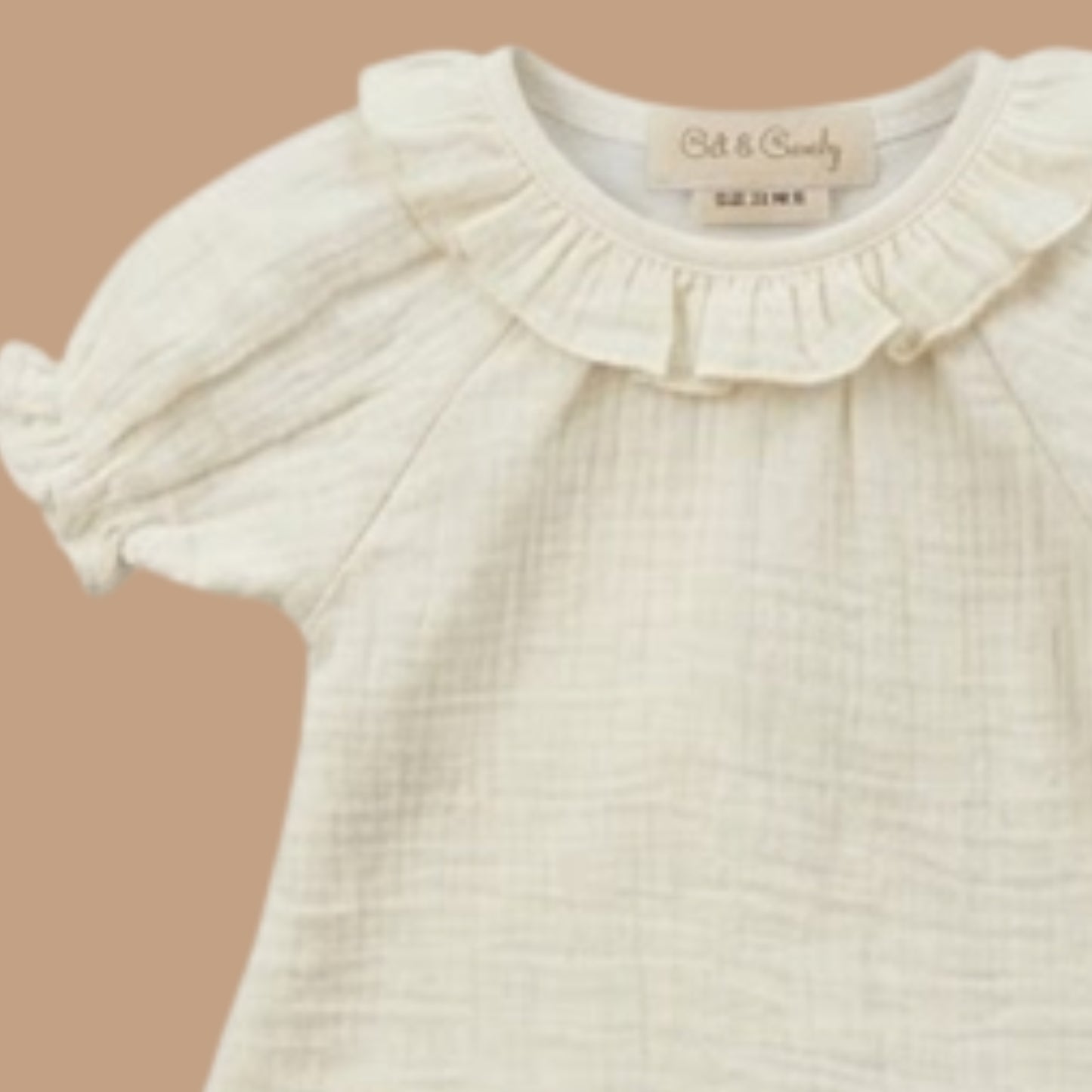 Palm Breezy Solid Organic Muslin Frill Top With Shorts