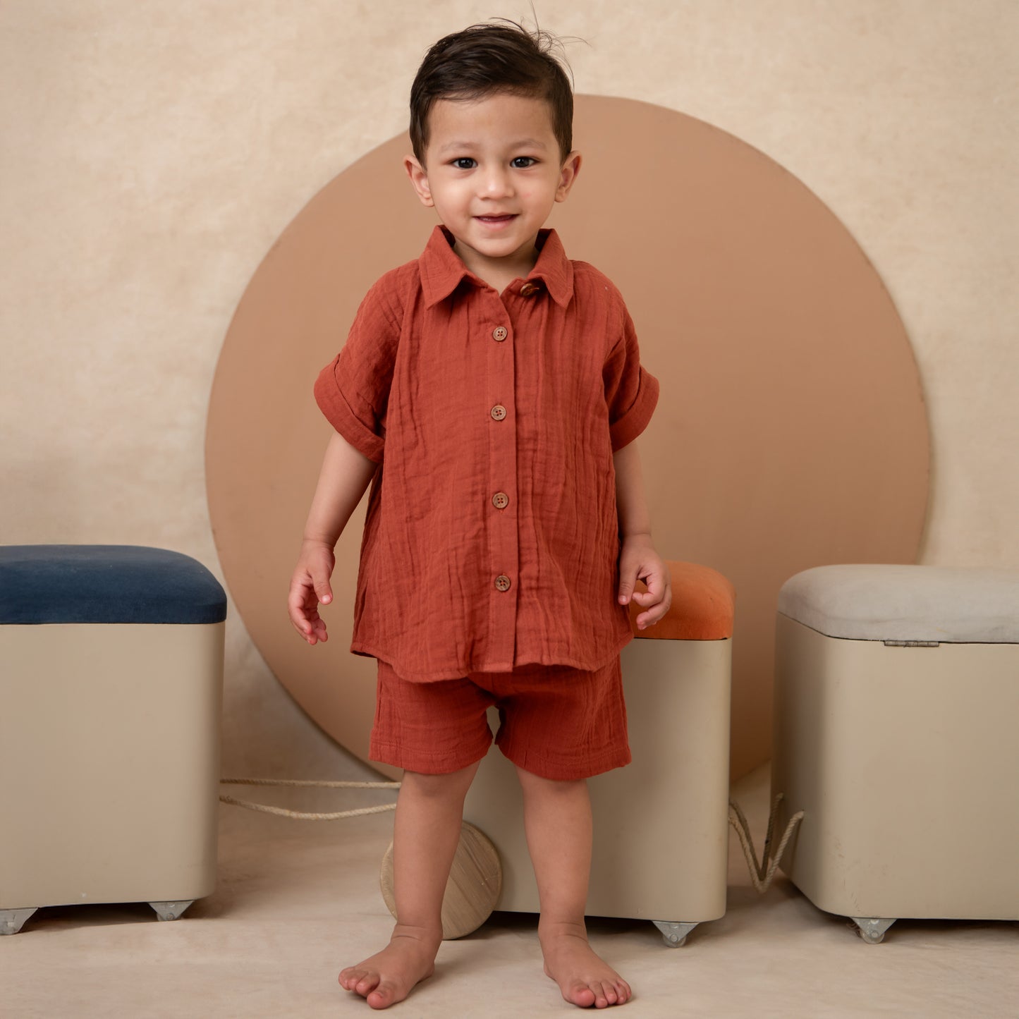 Picante Organic Muslin Jhabla Set Oversized Shirt with shorts