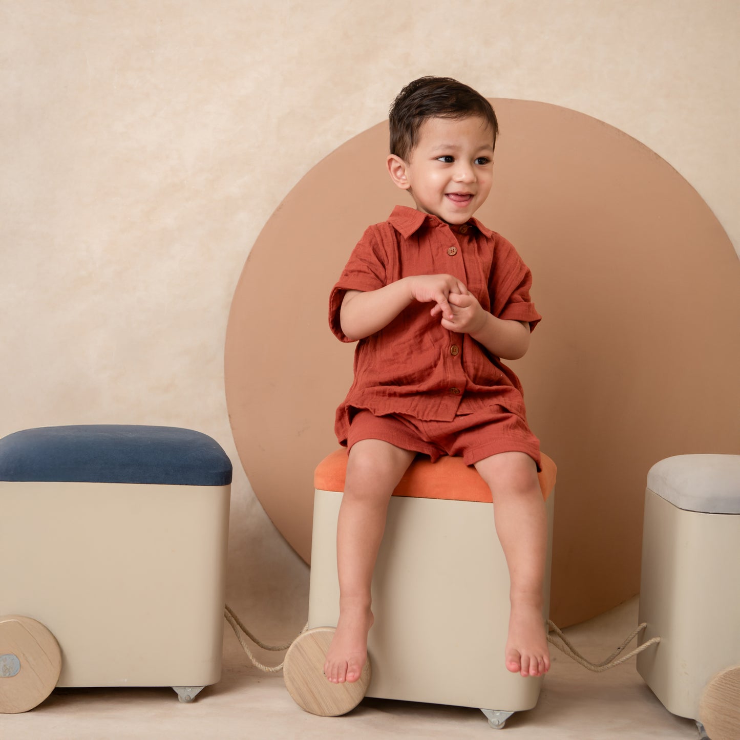 Picante Organic Muslin Jhabla Set Oversized Shirt with shorts