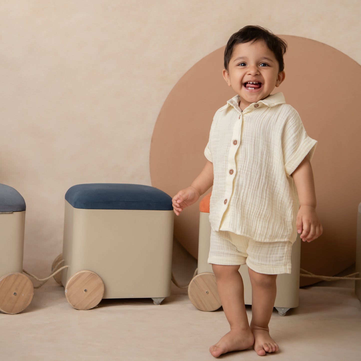 Summer Breeze Organic Muslin Jhabla Set Oversized Shirt with shorts