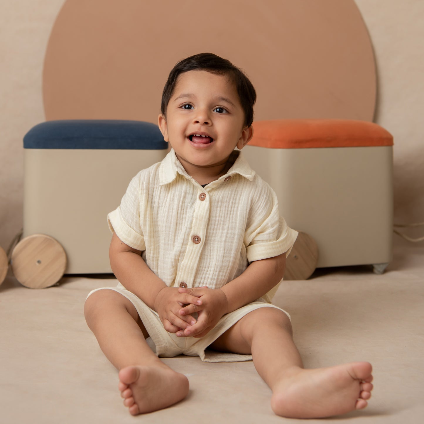 Summer Breeze Organic Muslin Jhabla Set Oversized Shirt with shorts