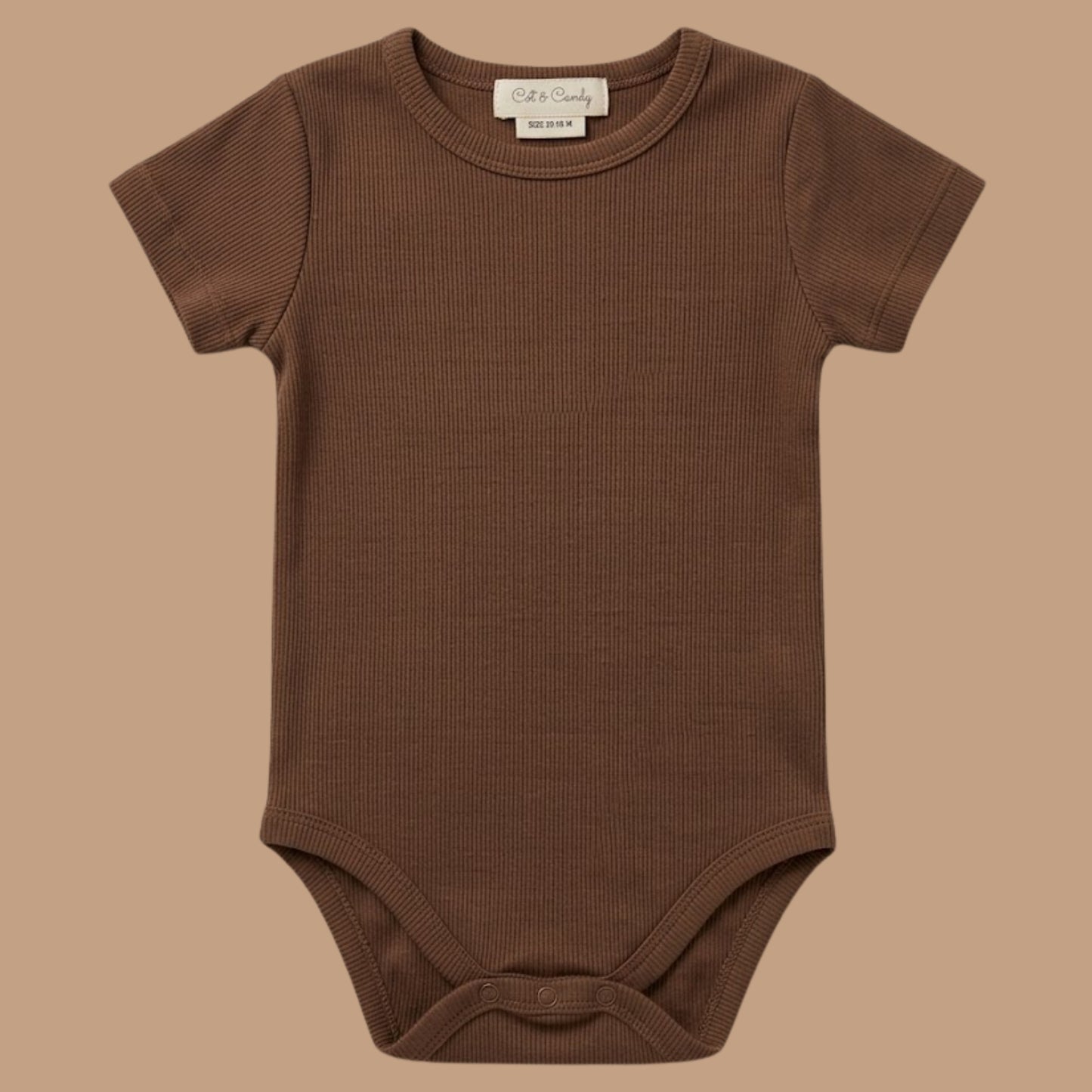 Chocolate Organic Short Sleeve Bodysuit With Drawstring Shorts