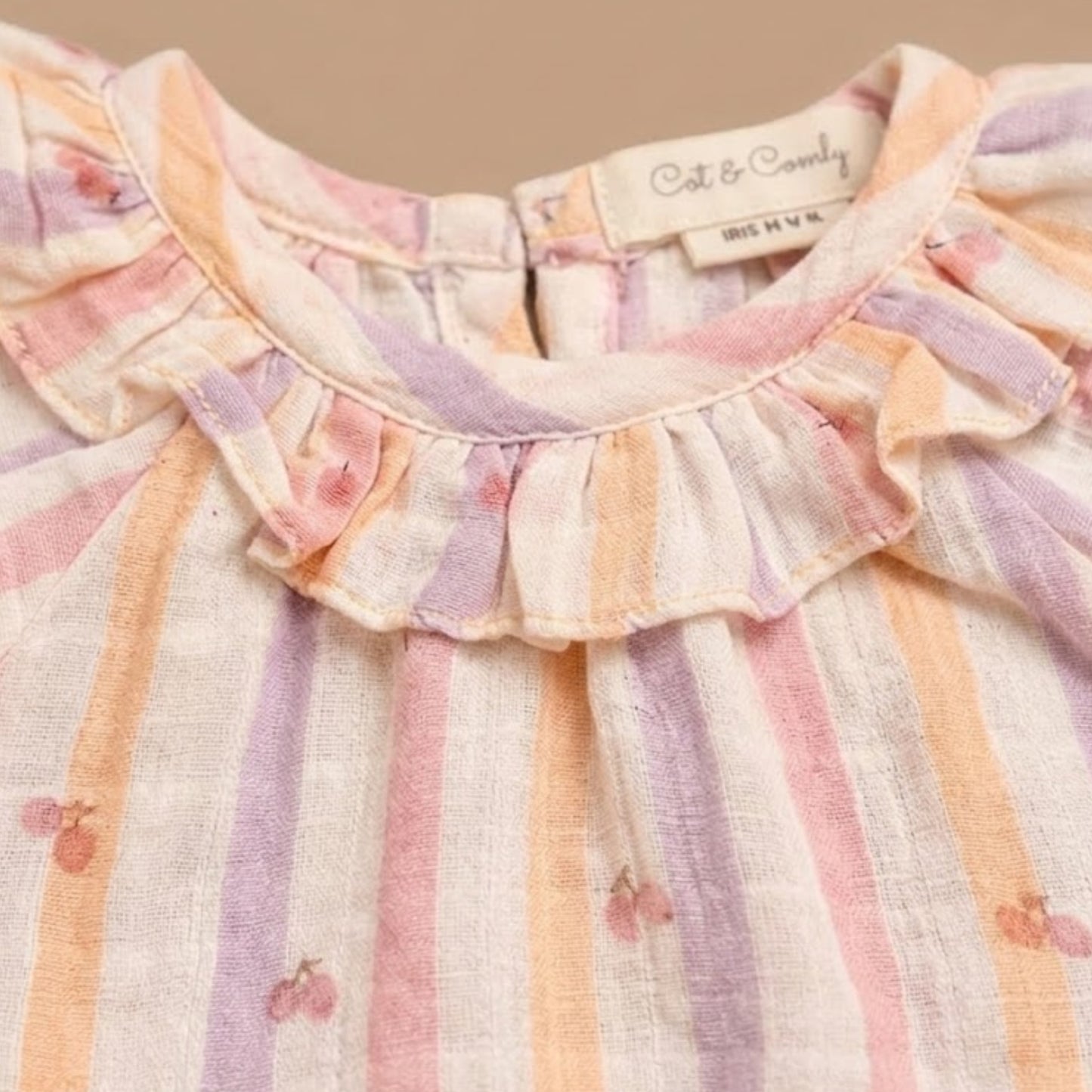 Fruity Fun Print Organic Muslin Frill top with shorts