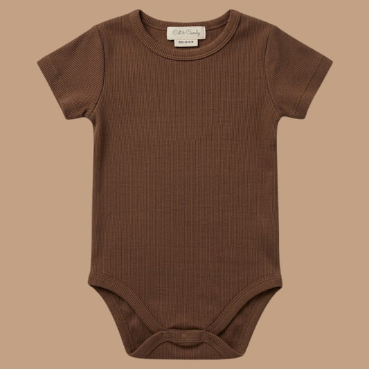 Chocolate Organic Short Sleeve Bodysuit