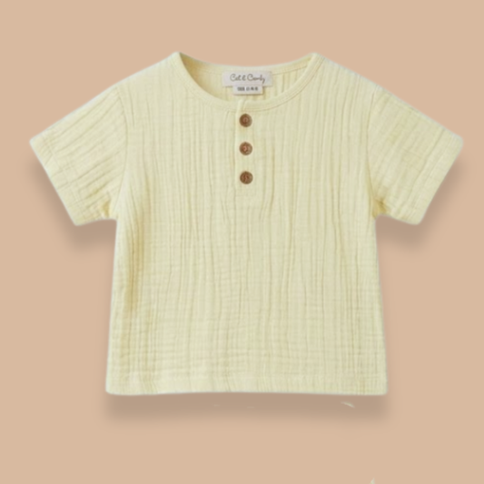 Summer Breeze Organic Muslin Short Sleeve Henley T-Shirt