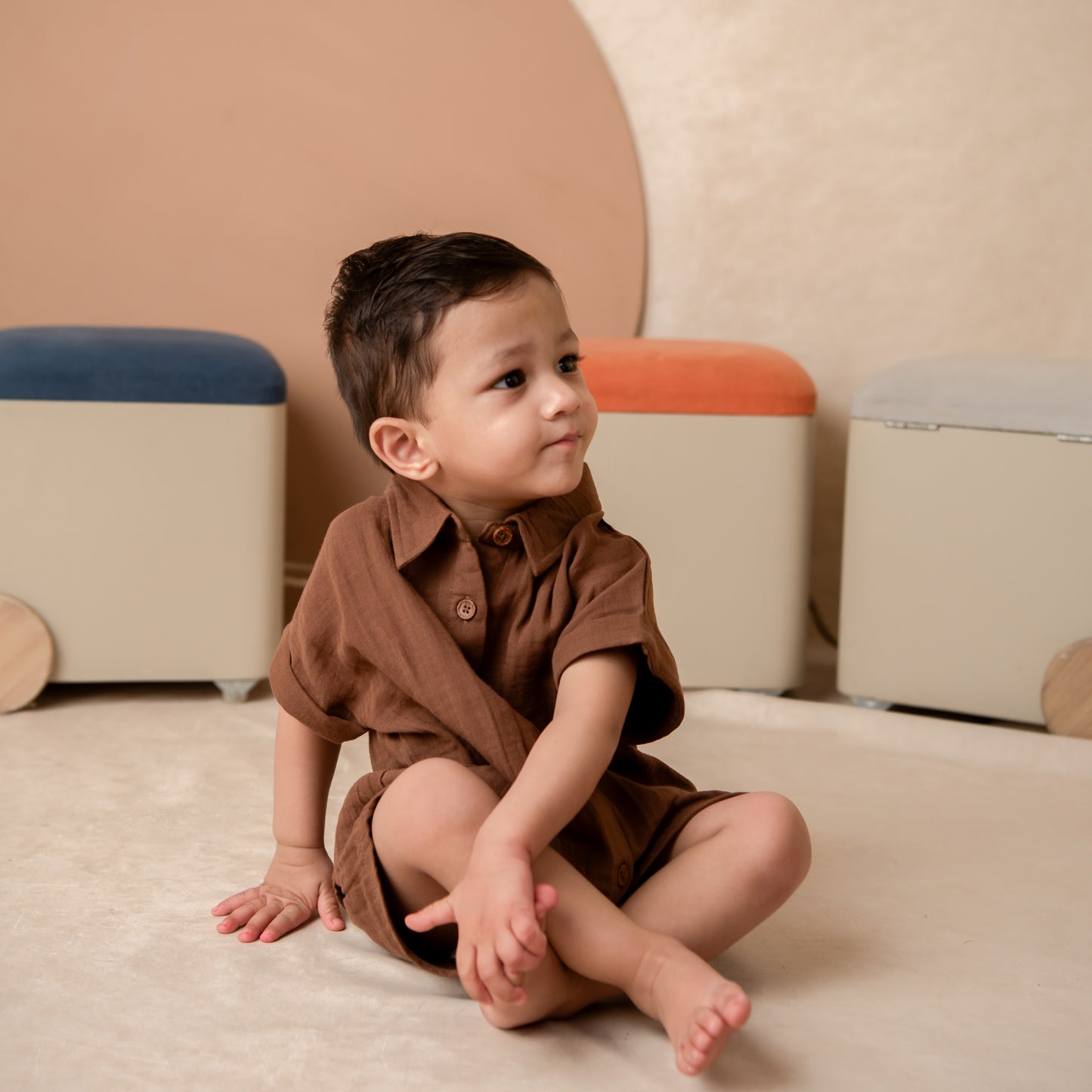 Cocoa Whisper Organic Muslin Jhabla Set Oversized Shirt with shorts