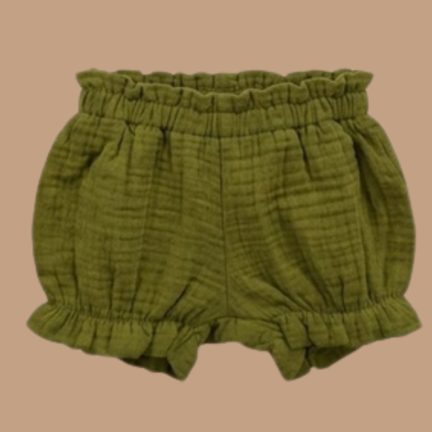 Palm Breezy Solid Organic Muslin Frill Top With Shorts