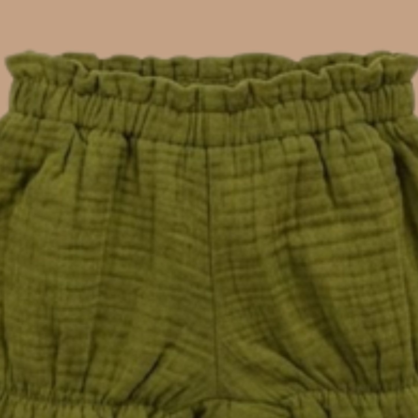 Palm Breezy Solid Organic Muslin Frill Top With Shorts
