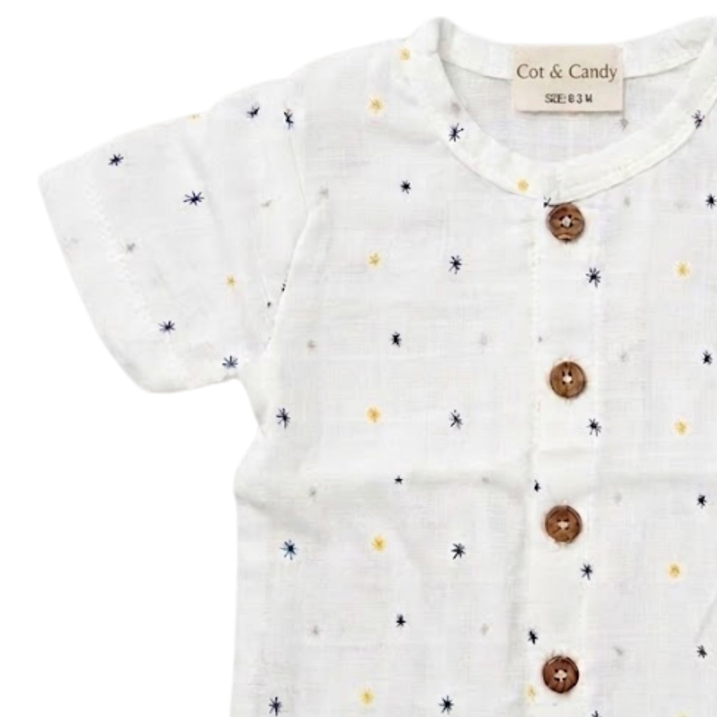 Blue Sprinkle Print Organic Muslin Jabla Top