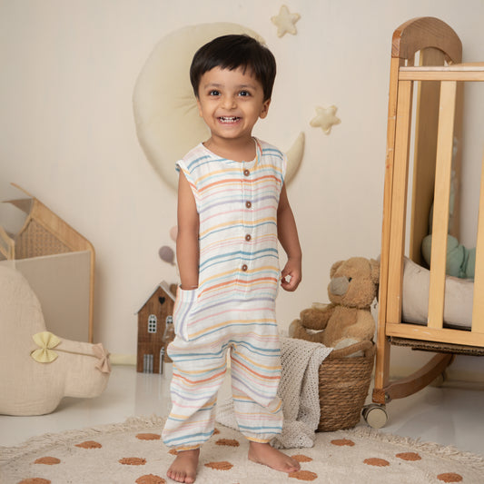 Lagoon Life Print Organic Muslin Sleepsuit