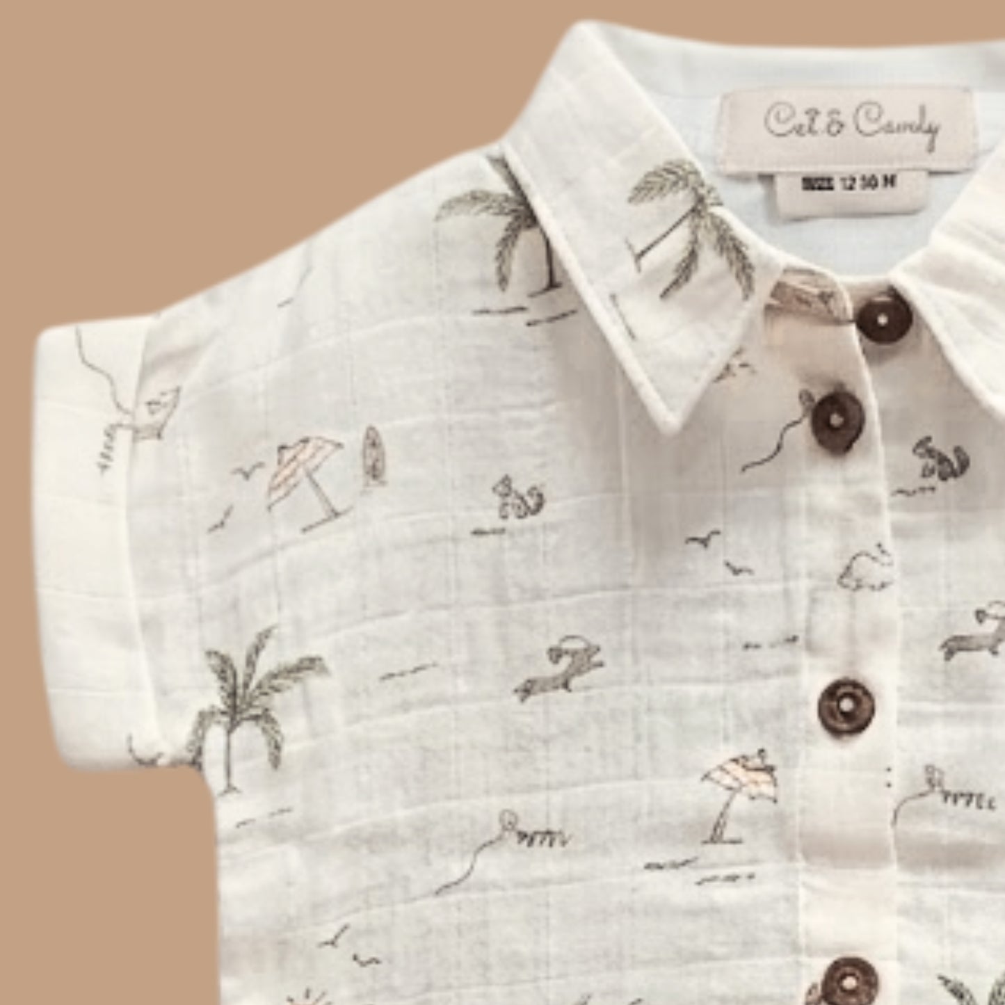 Palm Breezy Print Organic Muslin Oversized Shirt