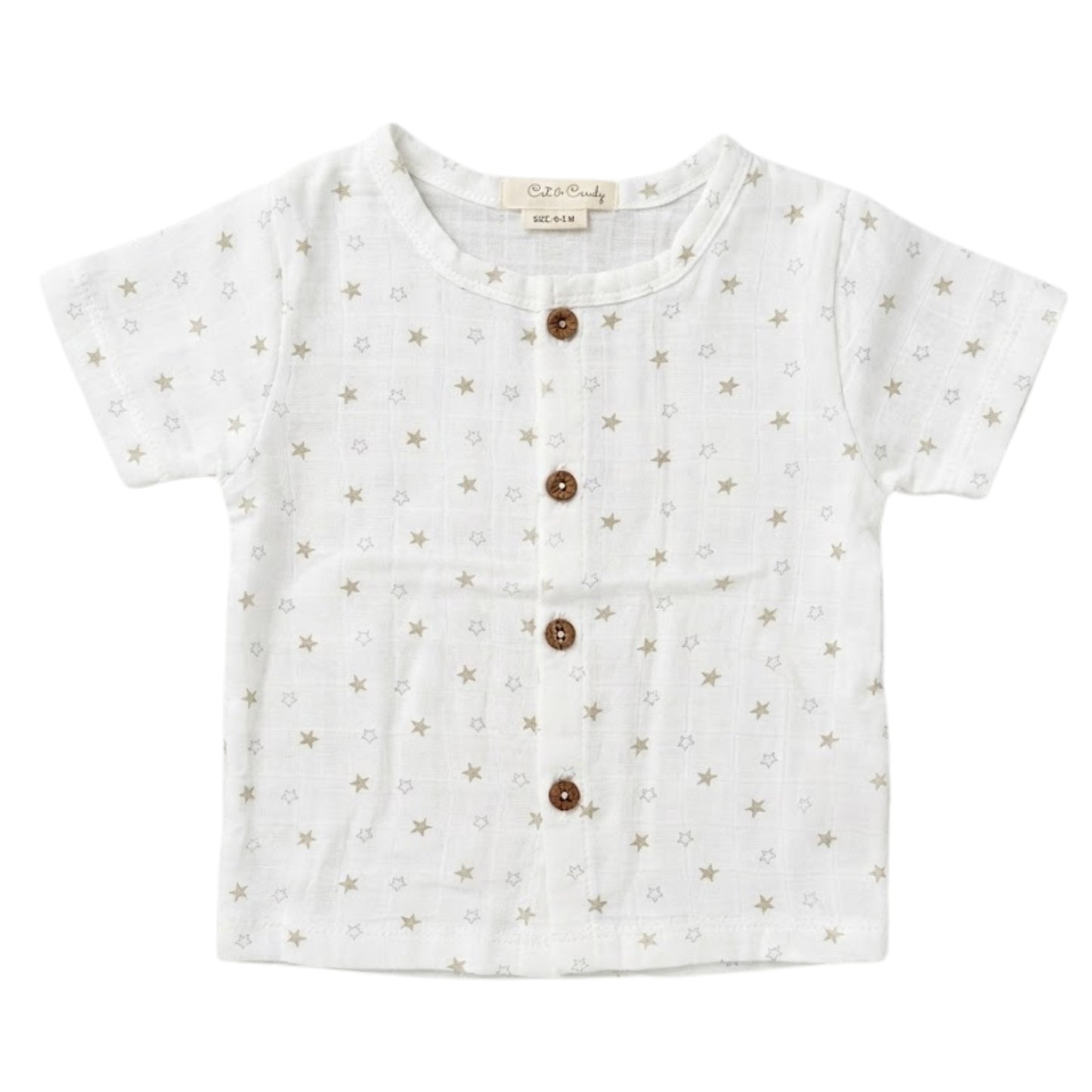 Grey Star Print Organic Muslin Jabla Top