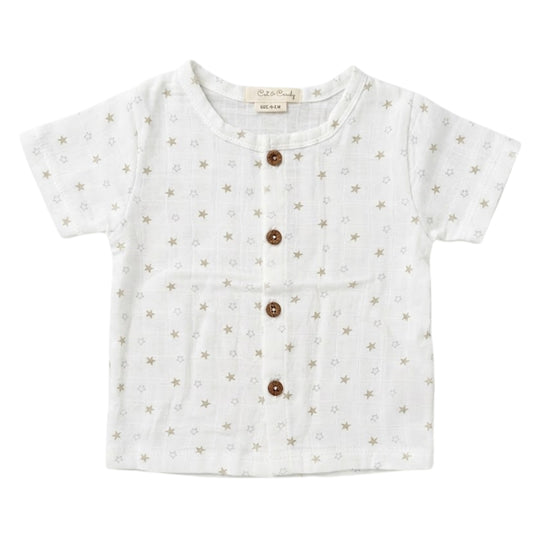 Grey Star Print Organic Muslin Jabla Top