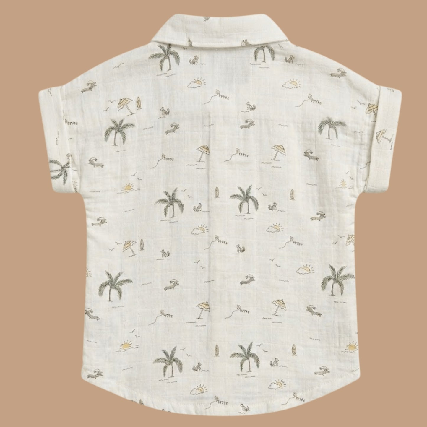 Palm Breezy Print Organic Muslin Oversized Shirt