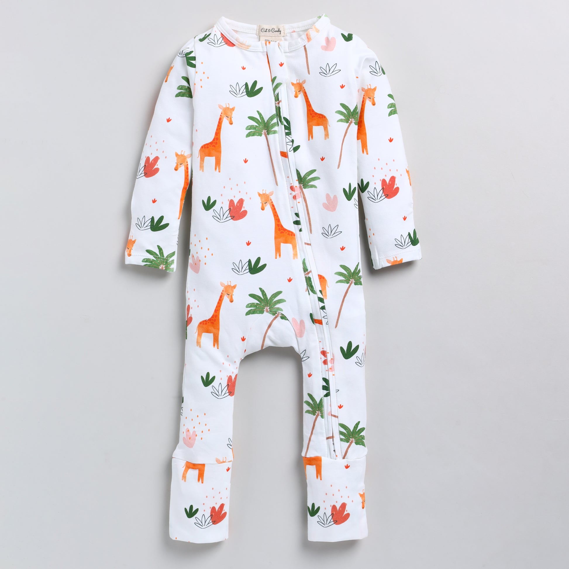 Dora the Giraffe Collection Organic cotton full sleeve Zipsuit for newborn baby girl
