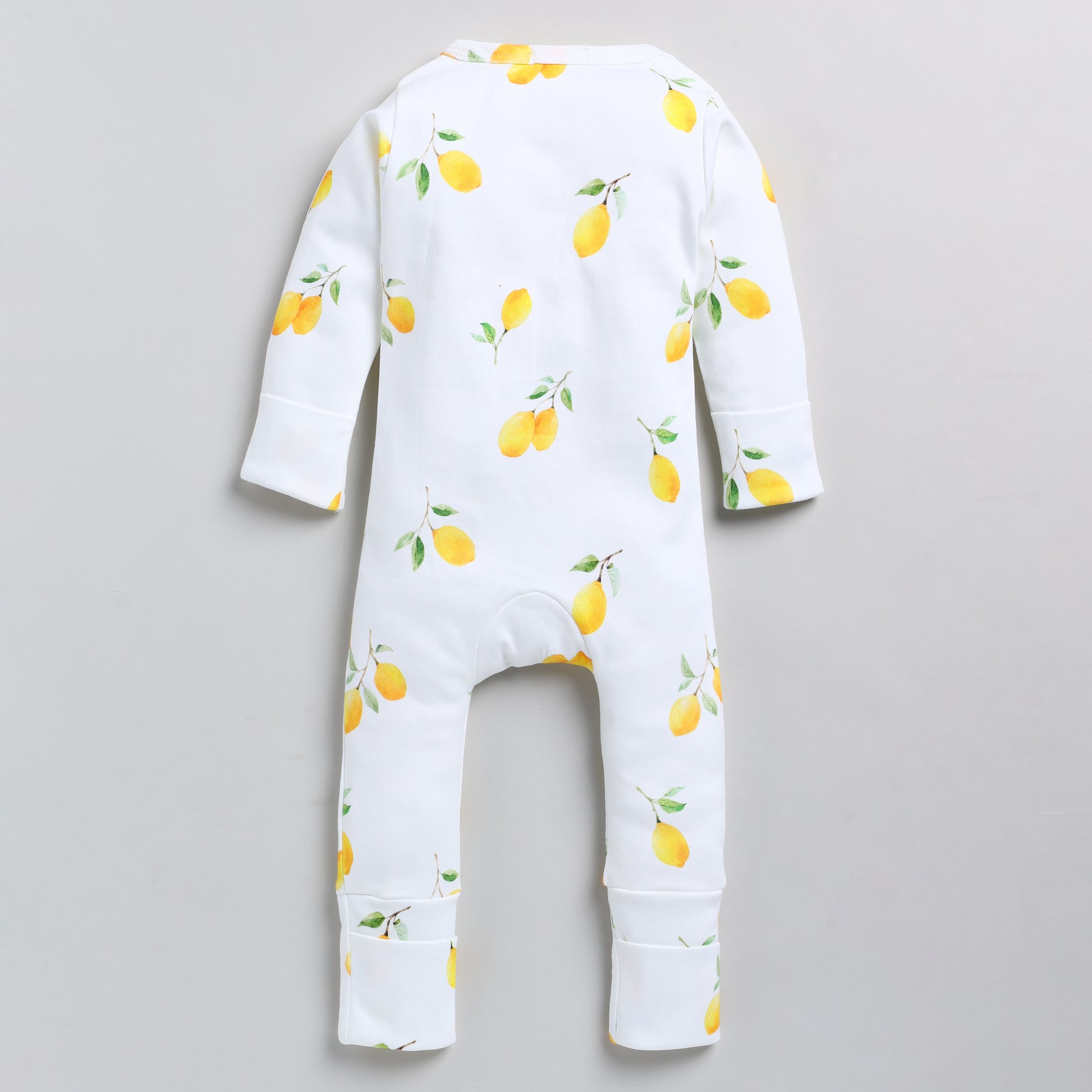 Lemon Love Collection Organic cotton long sleeve Zipsuit for newborn baby
