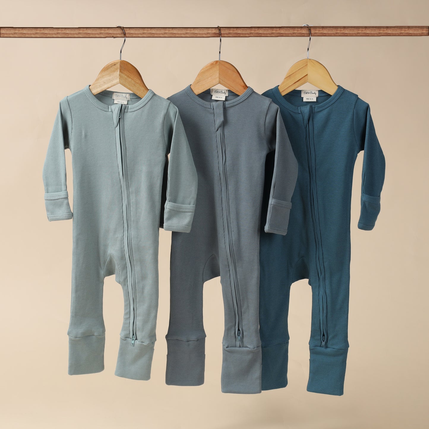 Solid Long Sleeve Zipsuits - Pack of 3