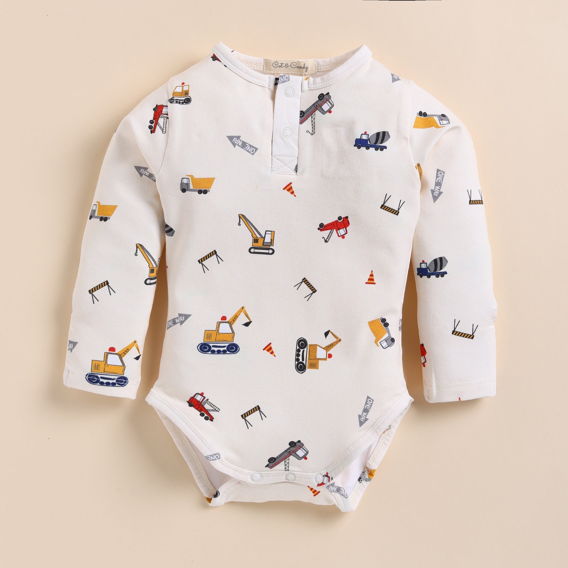 Find Construction Organic Long Sleeve Bodysuit for your 12-18 months baby - CotandCandyBaby
