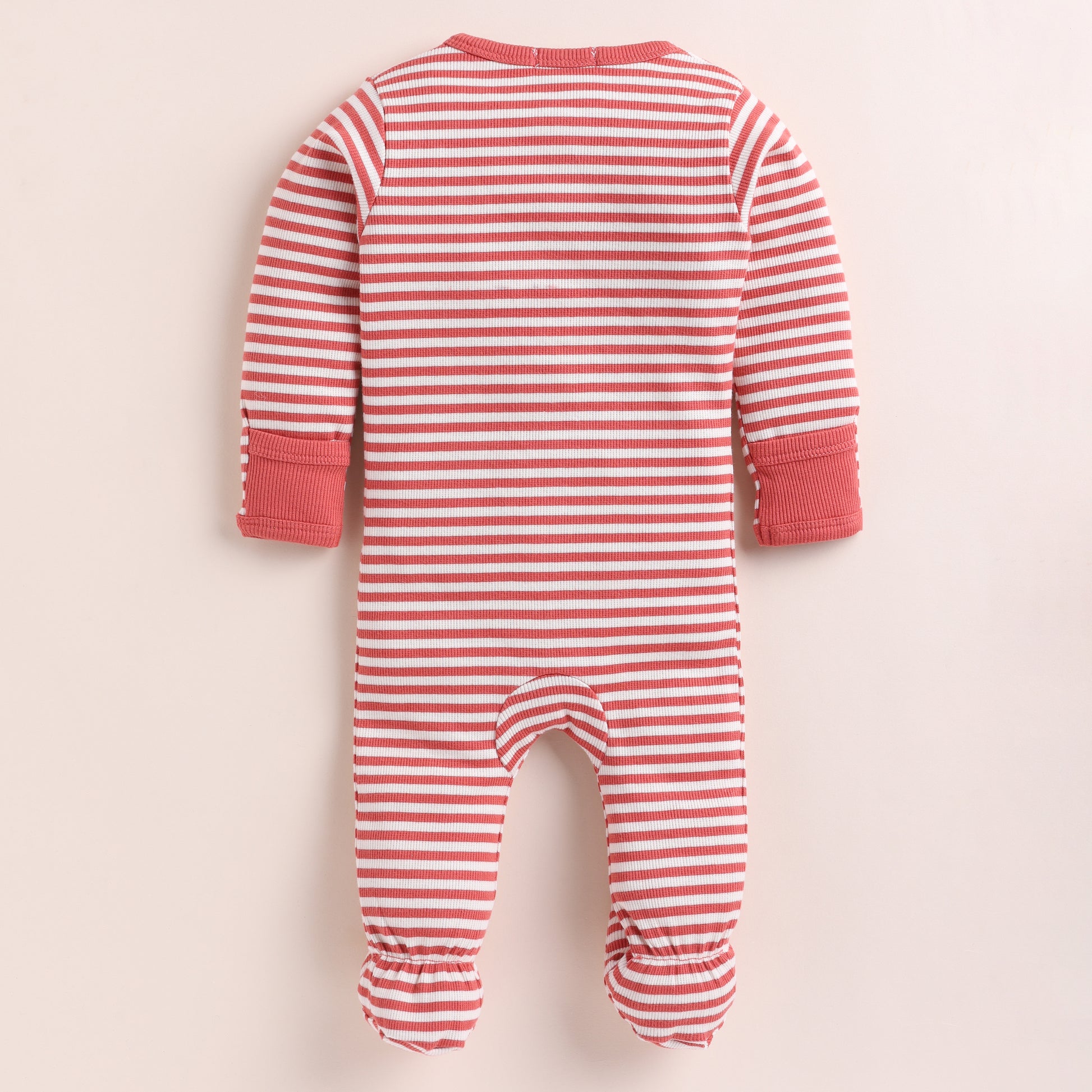 Berry Stripe long sleeve Organic Footed Sleepsuit for 0-3 months baby