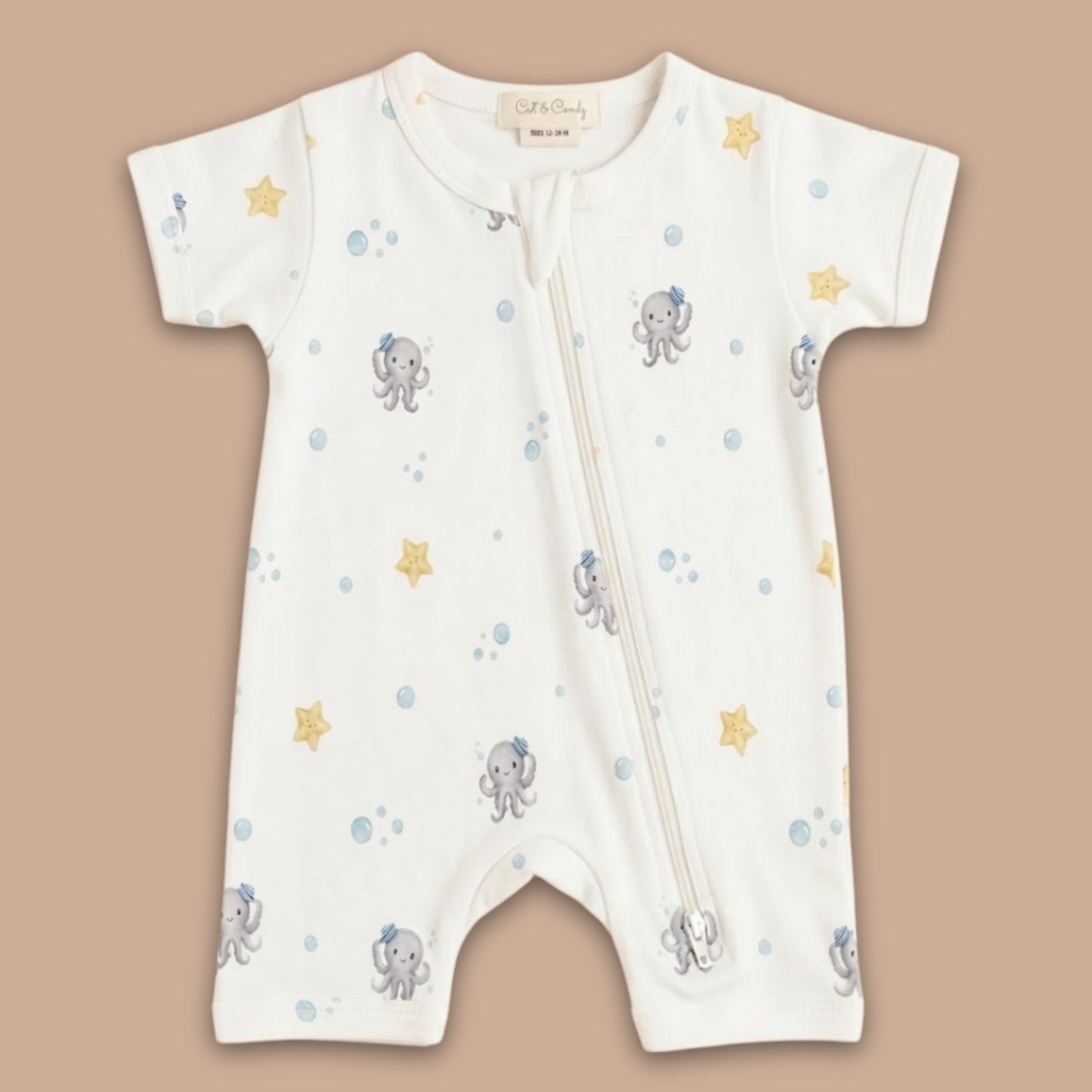 Lagoon Life Print Organic Half Zip Romper