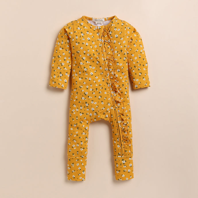 Shop Vintage Floral Organic Frill Zipsuit for your 3-6 months baby - CotandCandyBaby