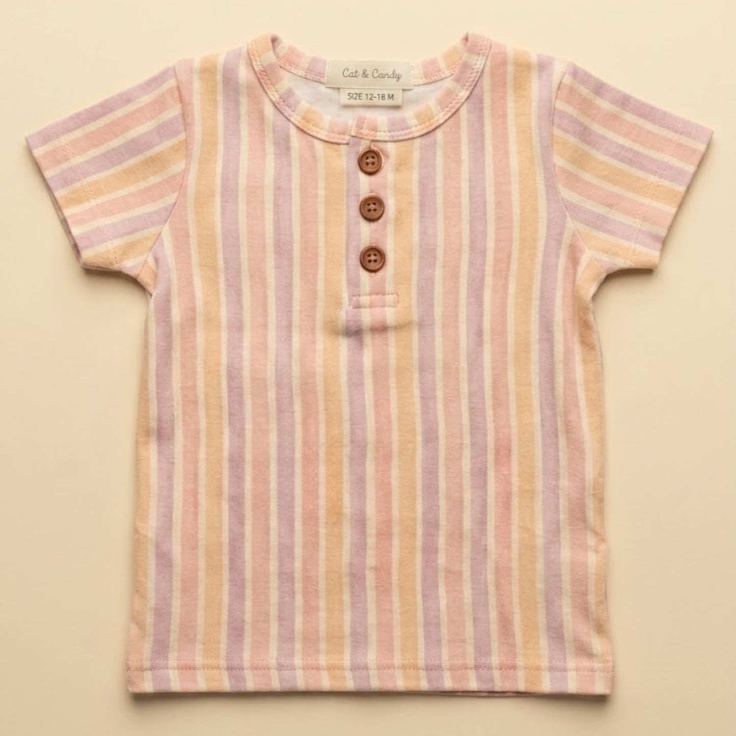 Fruity Fun Print Organic Short Sleeve Henley T-Shirt With Jogger Set