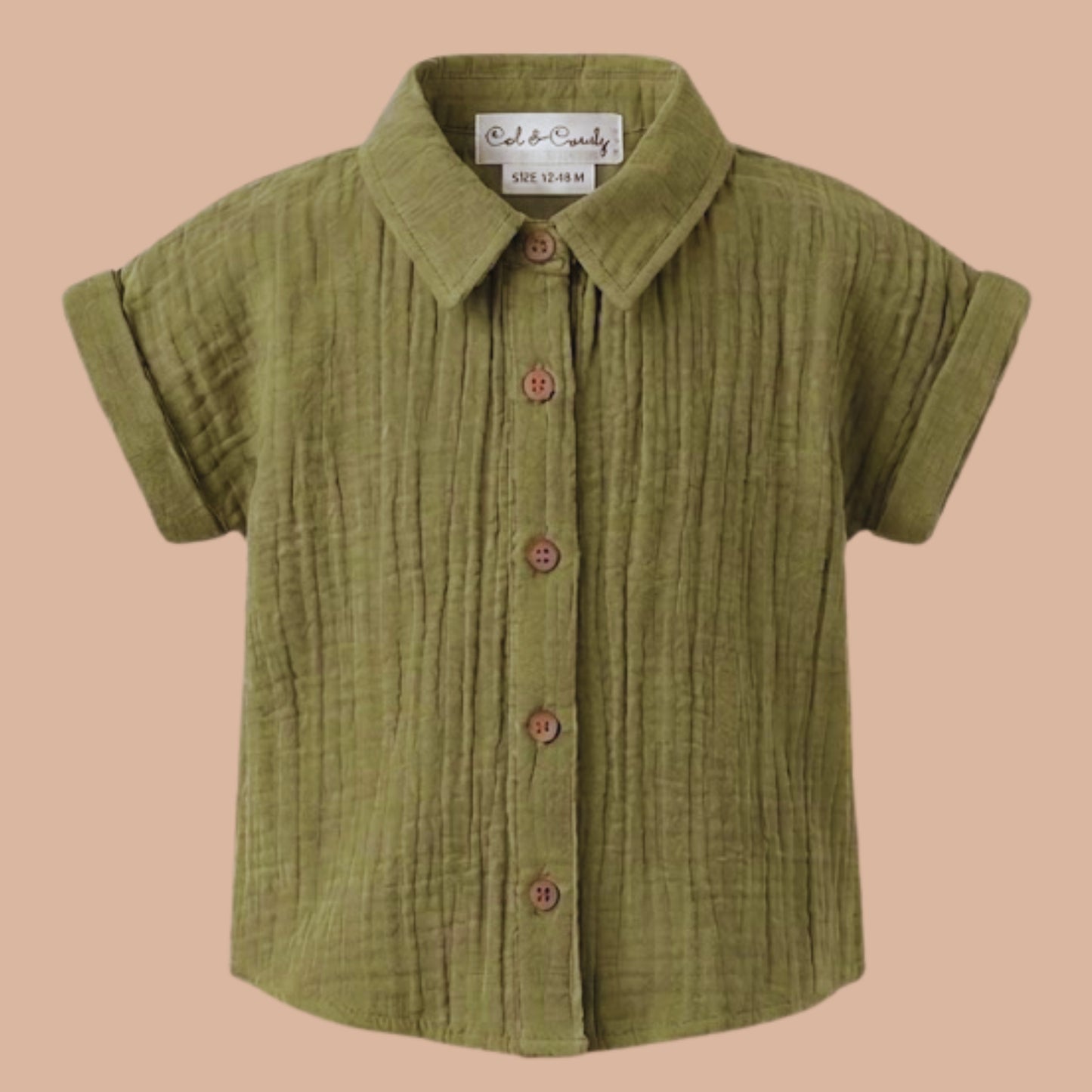 Olive Organic Muslin Jhabla Set Oversized Shirt with shorts