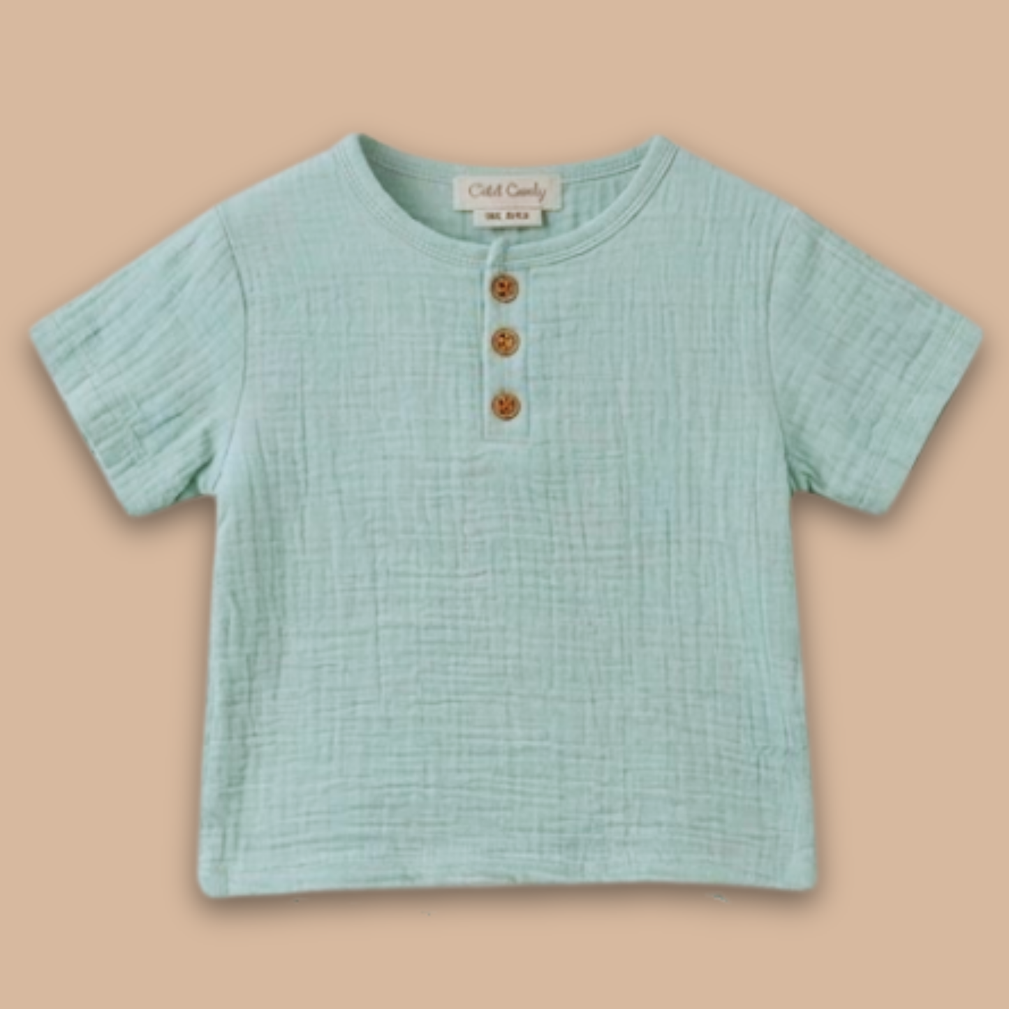 Teal Organic Muslin Short Sleeve Henley T-shirt With Lounge Pant Set