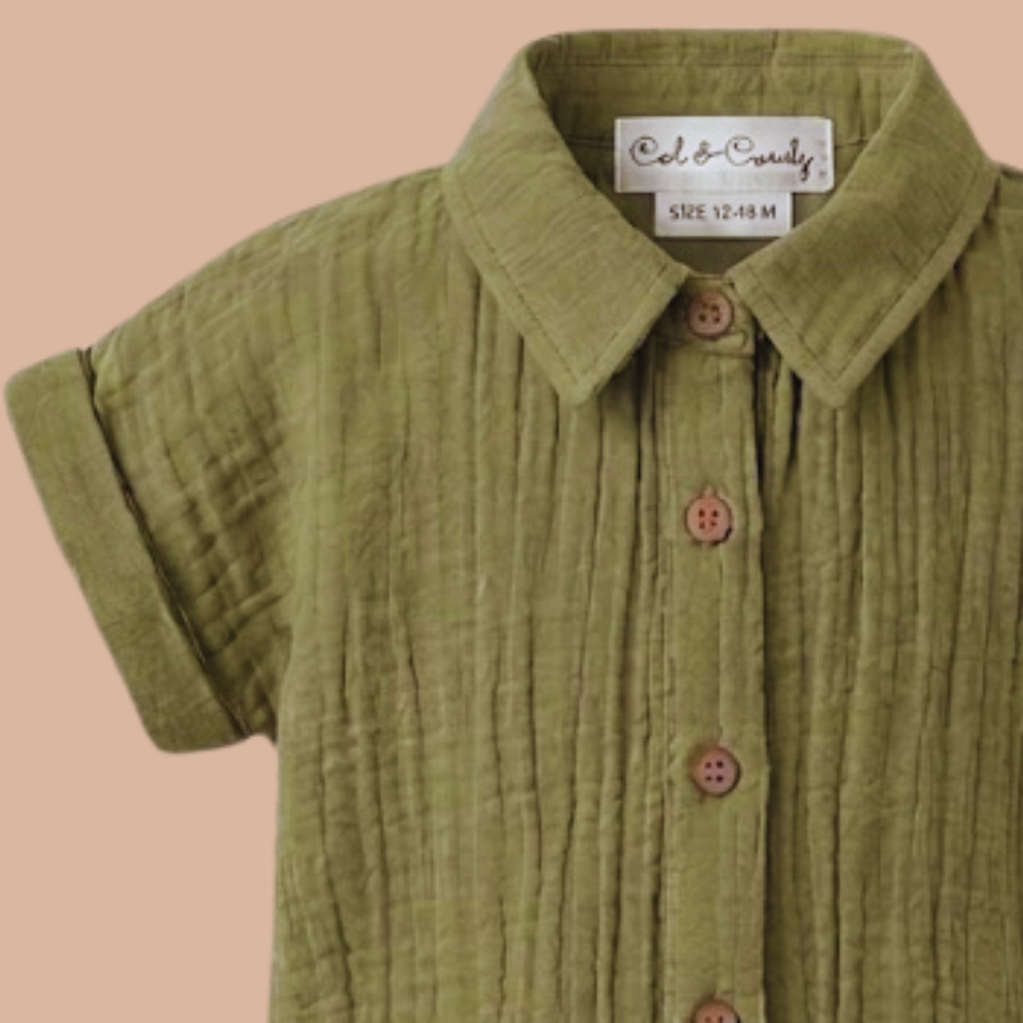 Olive Organic Muslin Jhabla Set Oversized Shirt with shorts